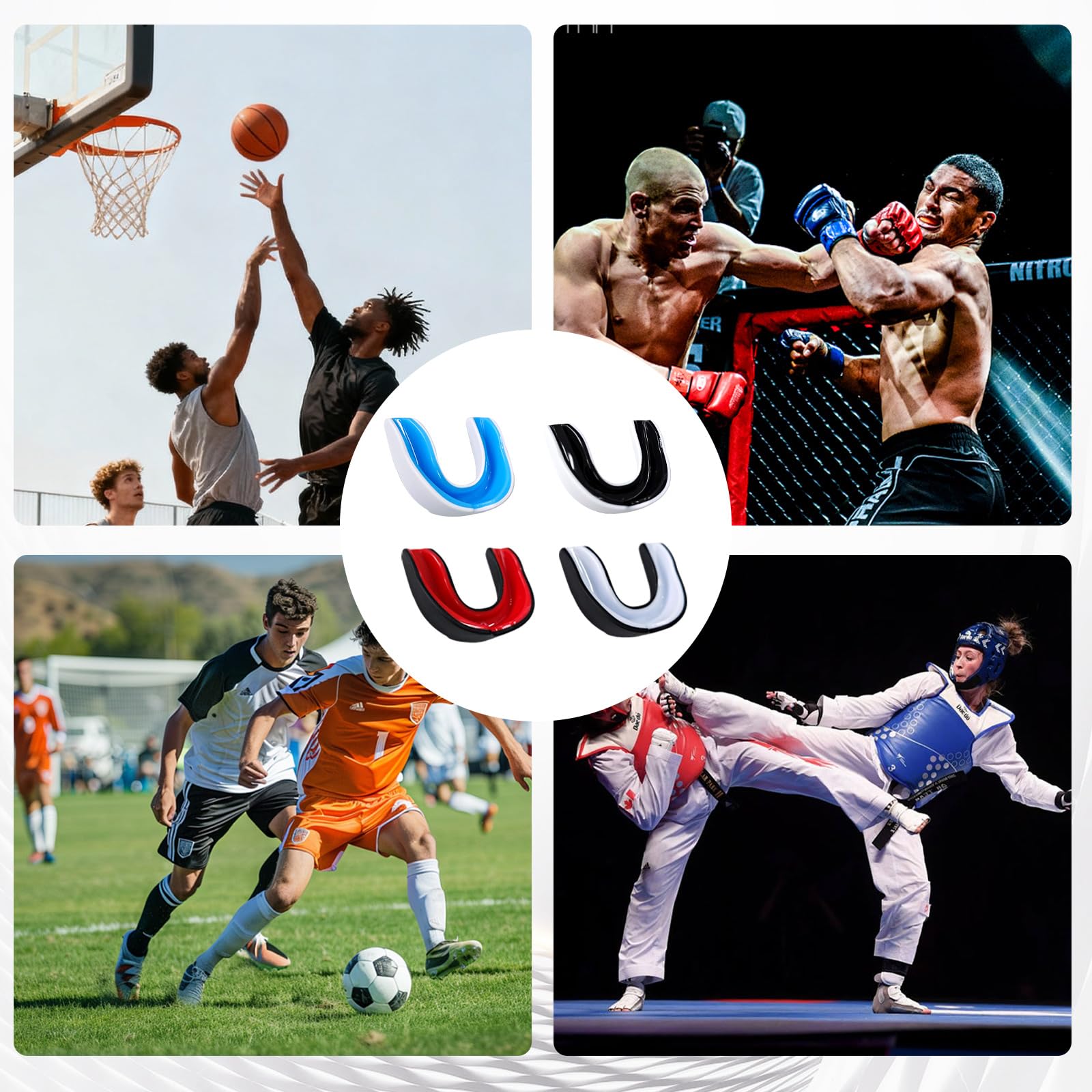 Protège-dents Sport Rugby Enfant Adulte Boxe Arts Martiaux Judo Hockey 4 Pièces