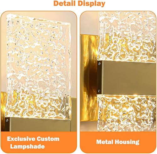 Miniatura 8 de Moderna lámpara de tocador de baño de oro cepillado, elegante lámpara LED de latón sobre el espejo, accesorios de iluminación de pared de acrílico