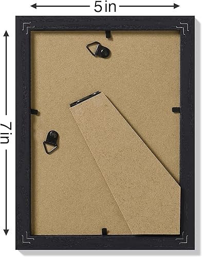 Miniatura 9 de Vittanly 5x7 Picture Frames Set of 9, Shatter Resistant Plexiglass, Display 4x6 Pictures with Mat or 5x7 without Mat, Photo Frames for Wall or Black
