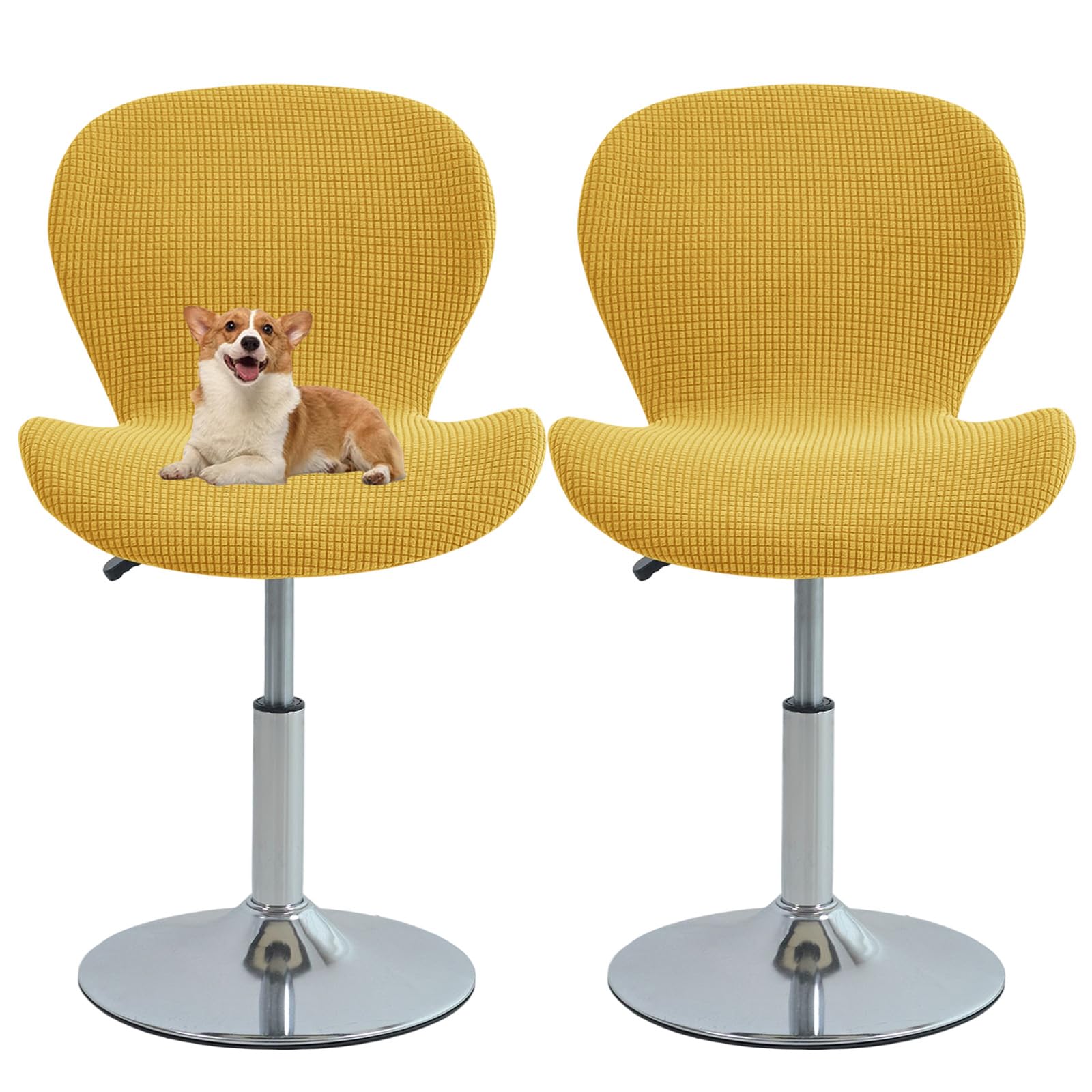 GUYIRT Curved Back Bar Stool Chair Covers, Stretch Fit (yellow,set of 2)