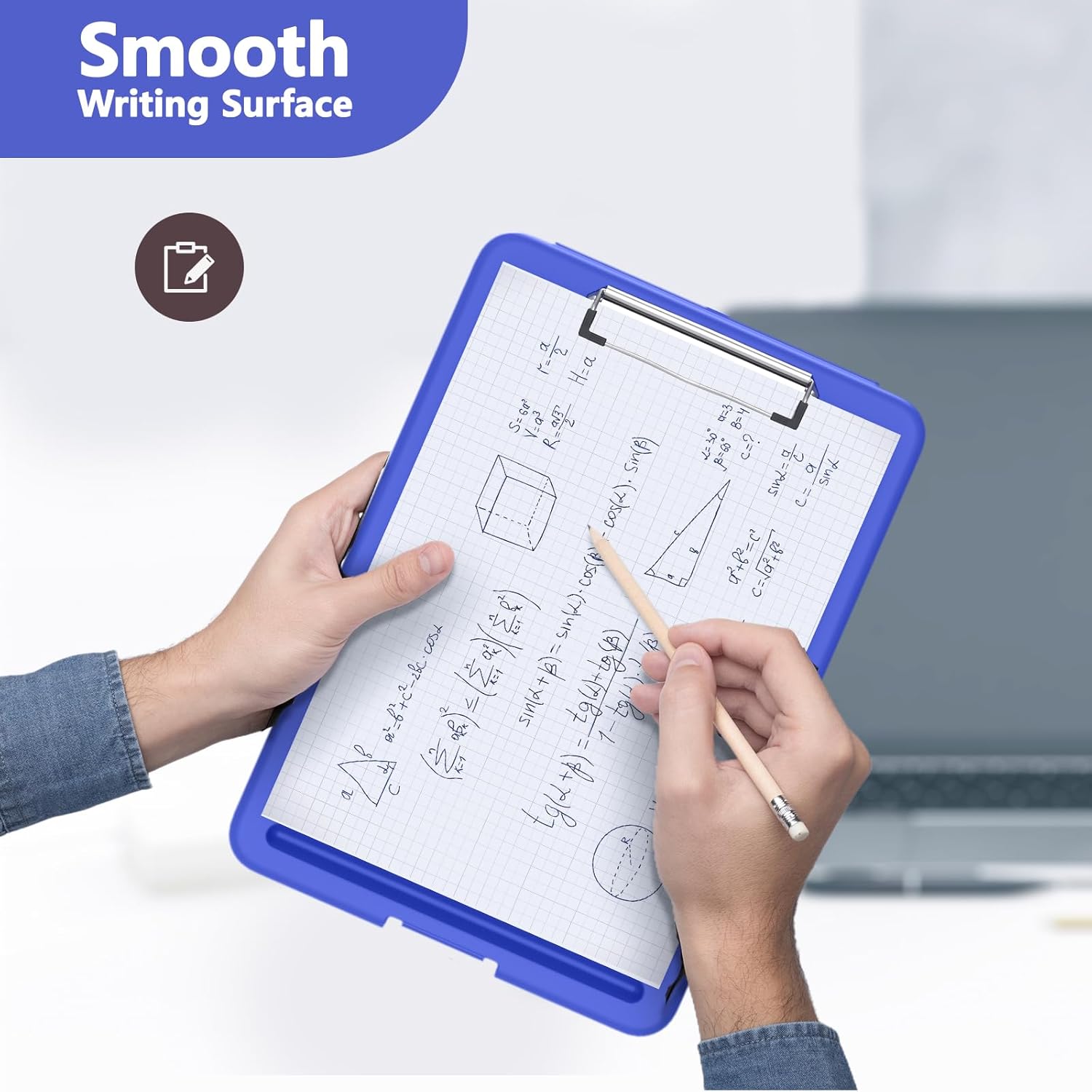 Clipboard with Storage, 8.5 x 11 Storage Clip Board with Low Profile Clip, Heavy Duty Nursing Foldable, Suitable for Classroom, Teacher, Coaches, Office School Supply(Deep Blue)
