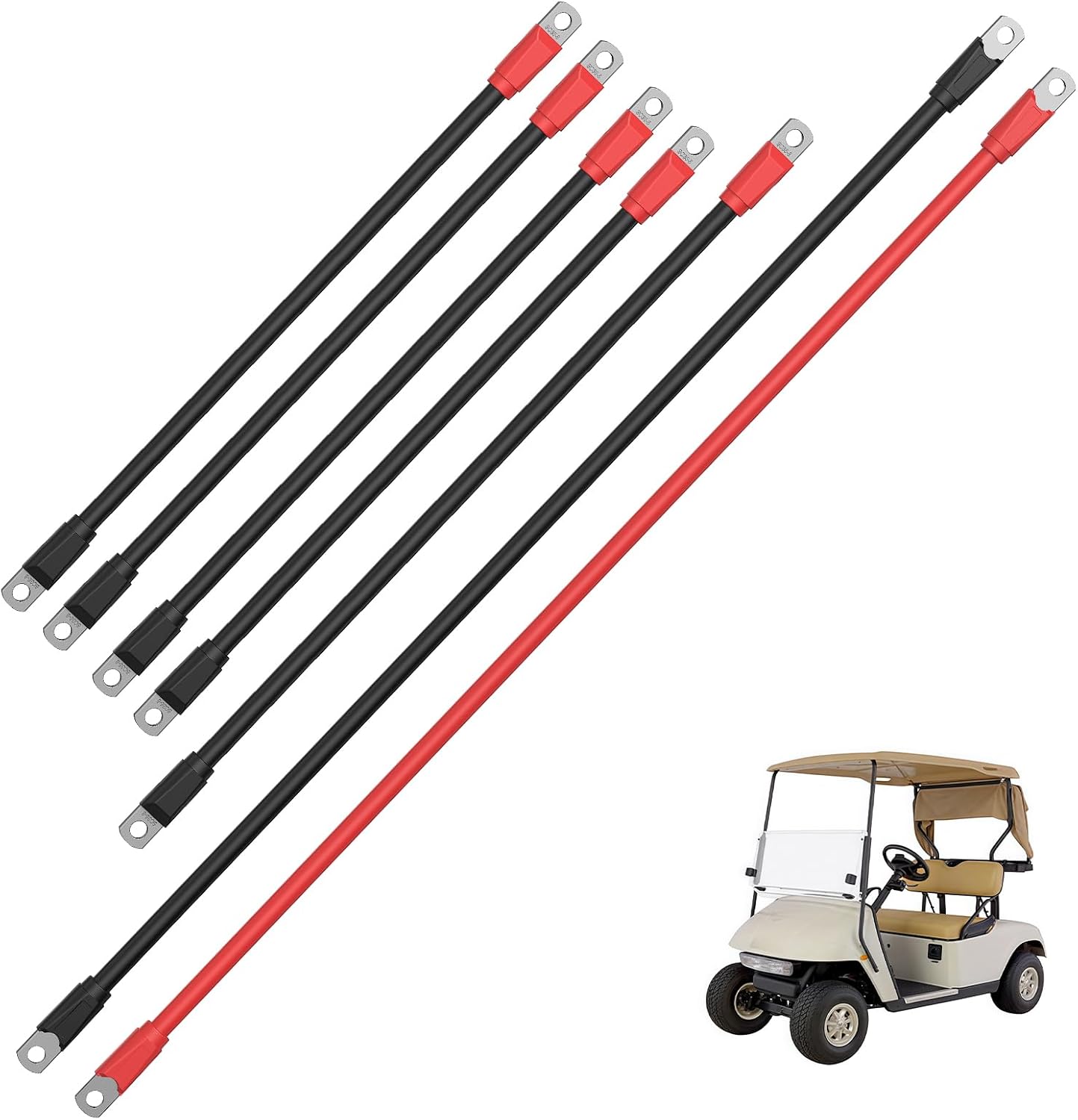 DRIVE UP Golf Cart Battery Cables Set, 4 Guage for EZGO TXT/Medalist 1994-Up 36V 48V Models, Golf Cart Pure Copper Wire Kit