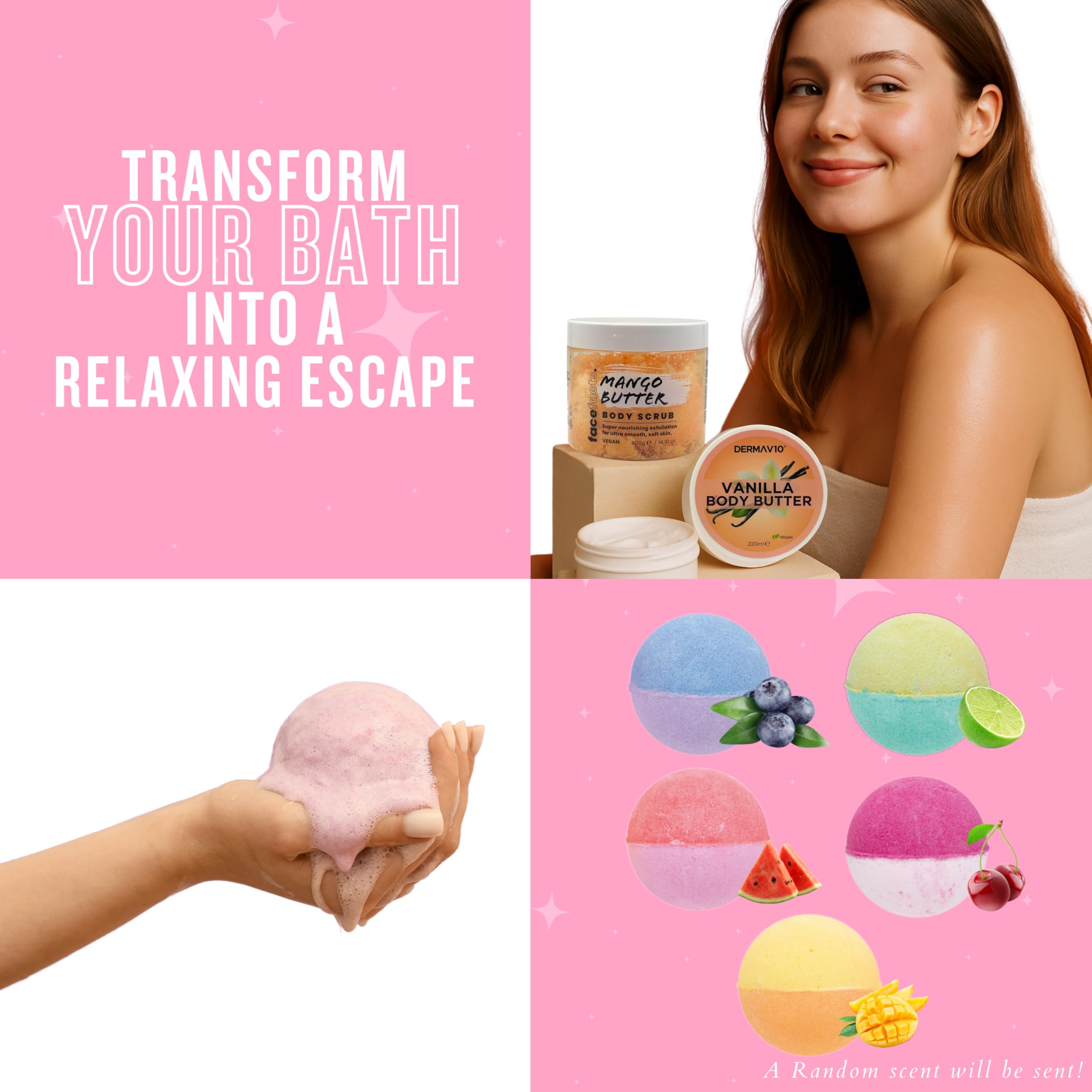 Ultimate Head to Toe Pamper Gift Set per le donne - Burro corpo alla vaniglia, maschera per capelli, maschera per il viso, scrub corpo al mango, kit labbra e occhi, calzini per piedi, confezioni per