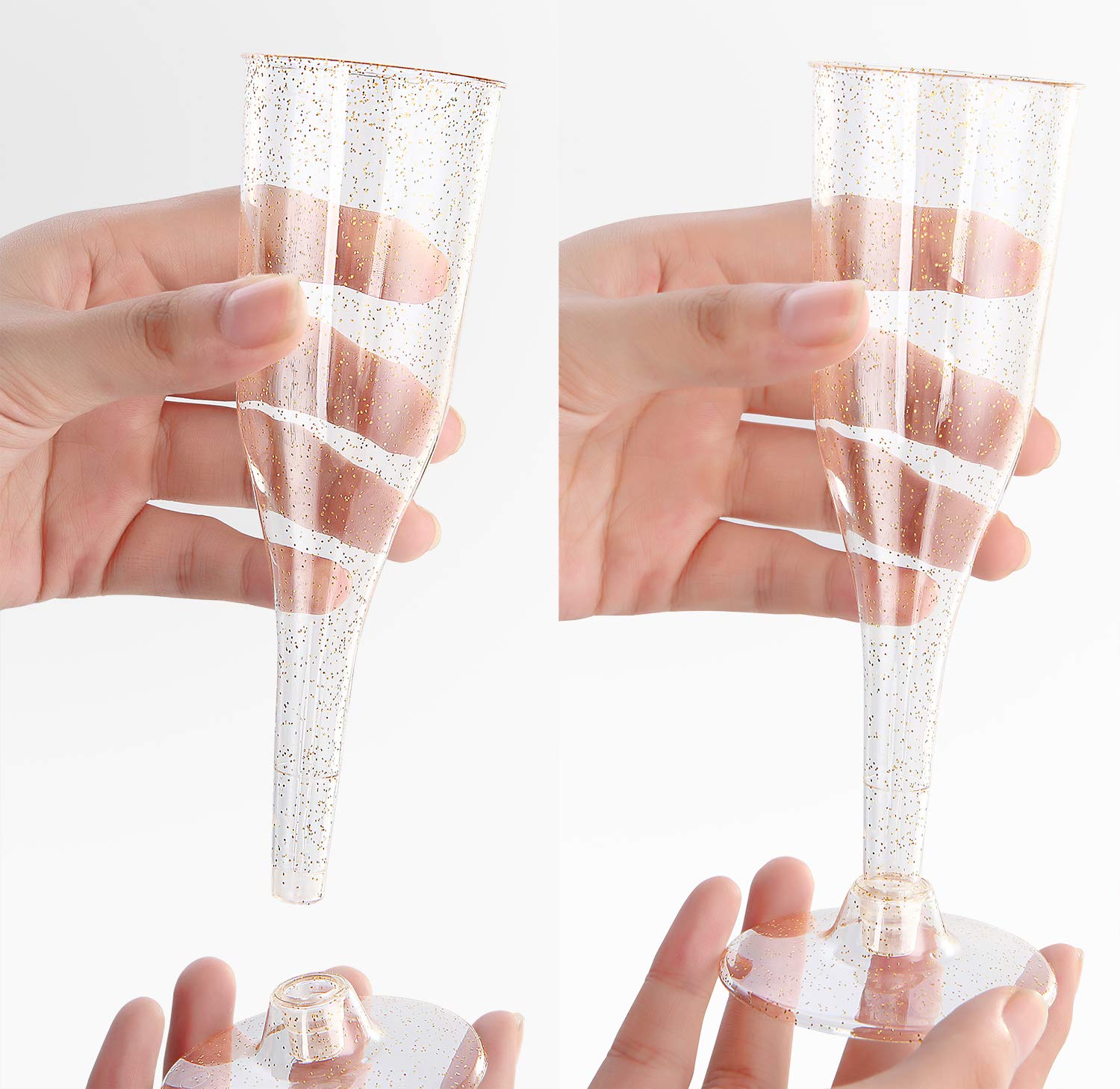 Buy 105 Plastic Champagne Flutes, Gold Glitter Champagne Glasses 5 Oz