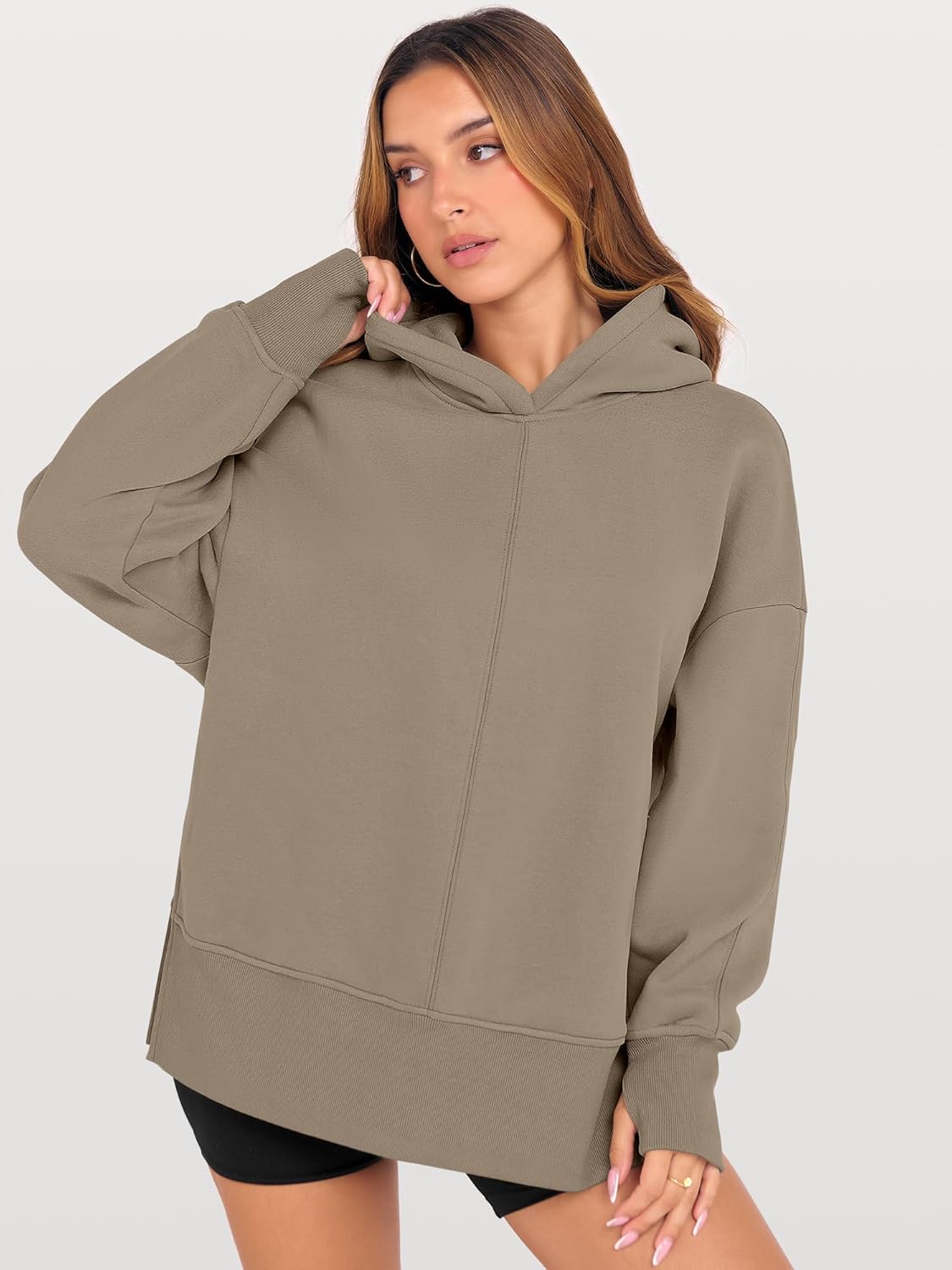 ANRABESS Womens Oversized Hoodies Long Sleeve Fleece Side Slit Hooded Sweatshirts Pullover 2026 Fall Outfits Y2K Clothes - Image 4
