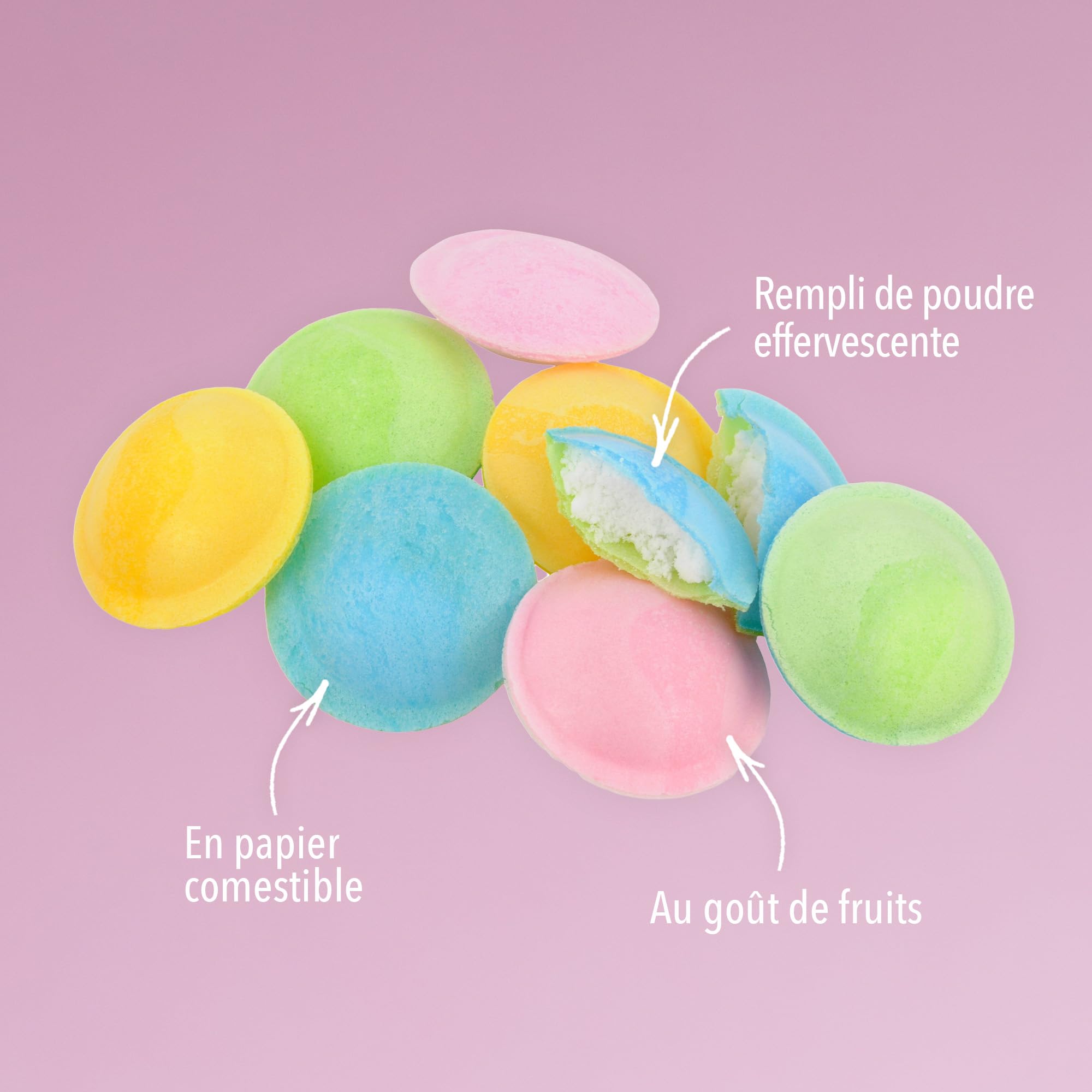 Woogie Soucoupes volantes 378g env. 300 pièces - OVNIs effervescents multicolores en gaufrettes de papier alimentaire - Friandises rétro cultes pour fêtes, anniversaires d'enfants & classes d'école