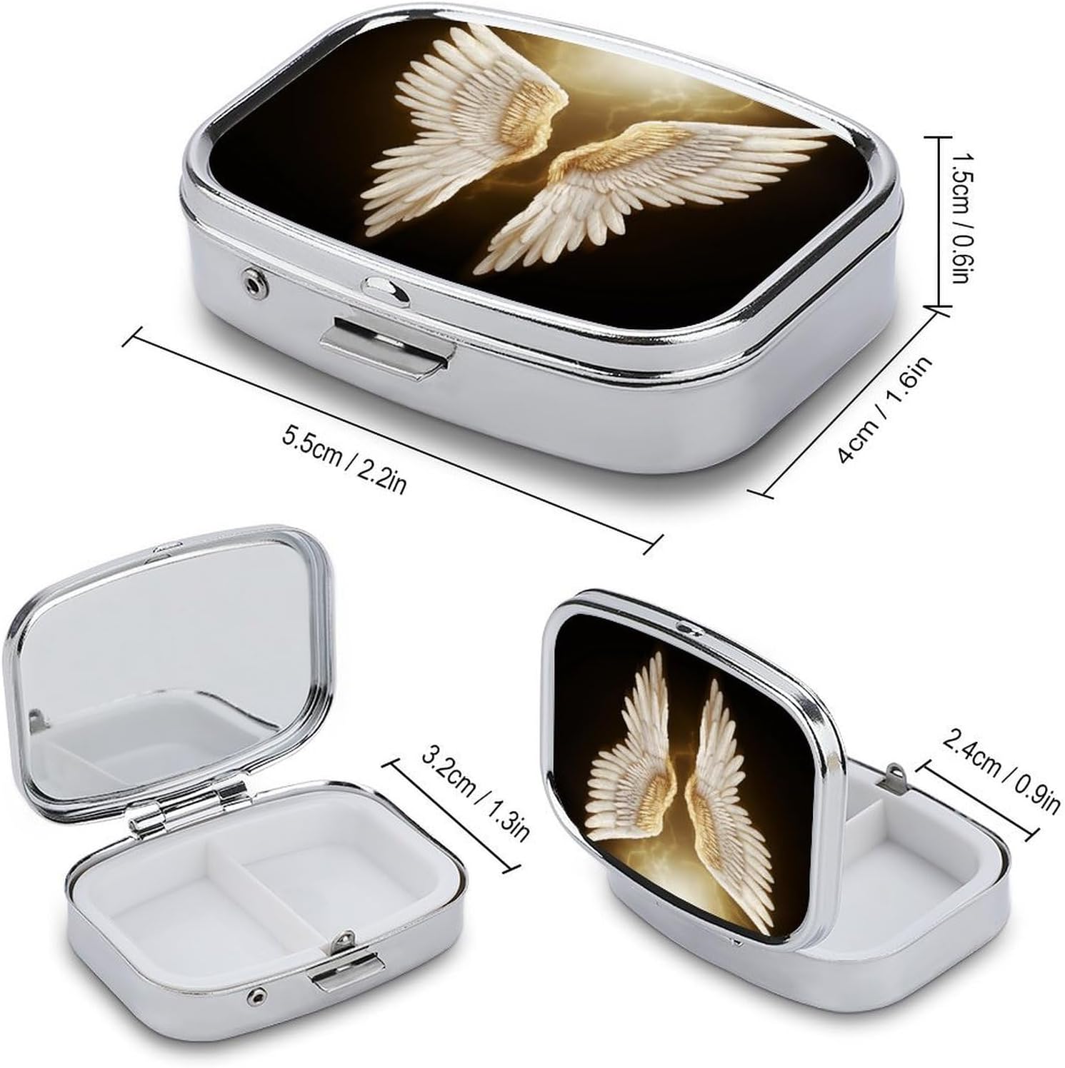 Angel Wing Travel Pill Organizer Pill Case image 2