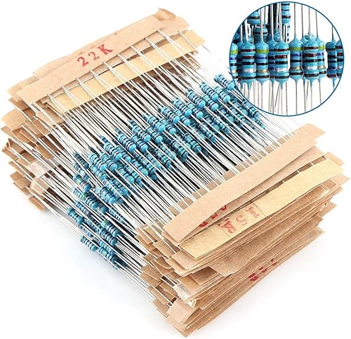 Miniatura 9 de Metal Film Resistors, 560pcs 56 Values Metal Film Resistors Kit, 14W Resistor Assortment Kit, 1 Ohm-10M Ohm, 1% Tolerance, Single Resistors