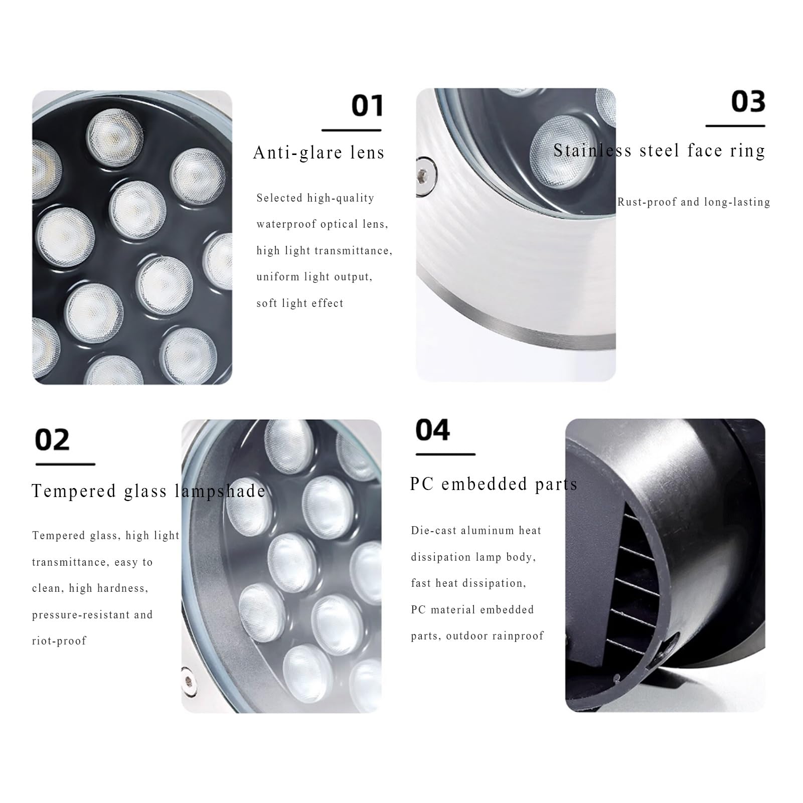 Zewnętrzna lampa LED do zabudowy podłogowej, wodoodporna IP66, do ogrodu, na podwórko, podjazd, ścieżkę i taras, okrągła lampa 9 W, AC85-110 V