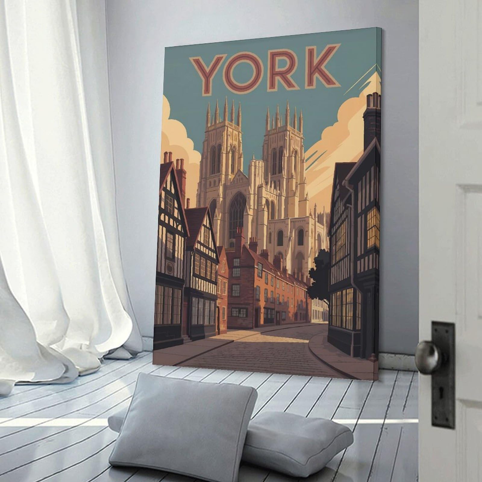 Junmoney Decorative Canvas Print York Travel (2), 24x36inch(60x90cm), for Office, Study Or Home Workspace, Decorative Artwork for Productive Spaces