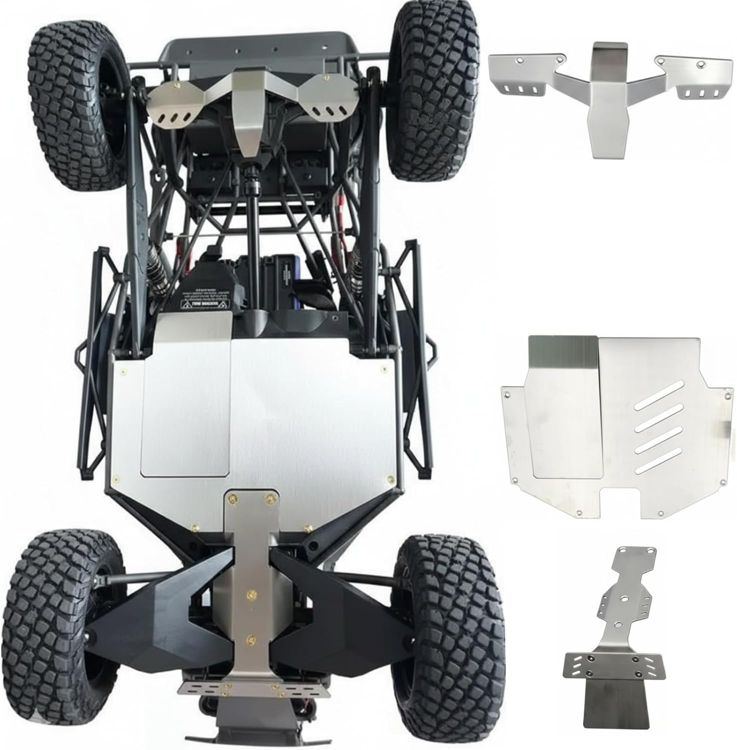 Stainless Steel Skid Plate Set for Traxxas UDR Unlimited - 4 Pieces with 3M Double Tape