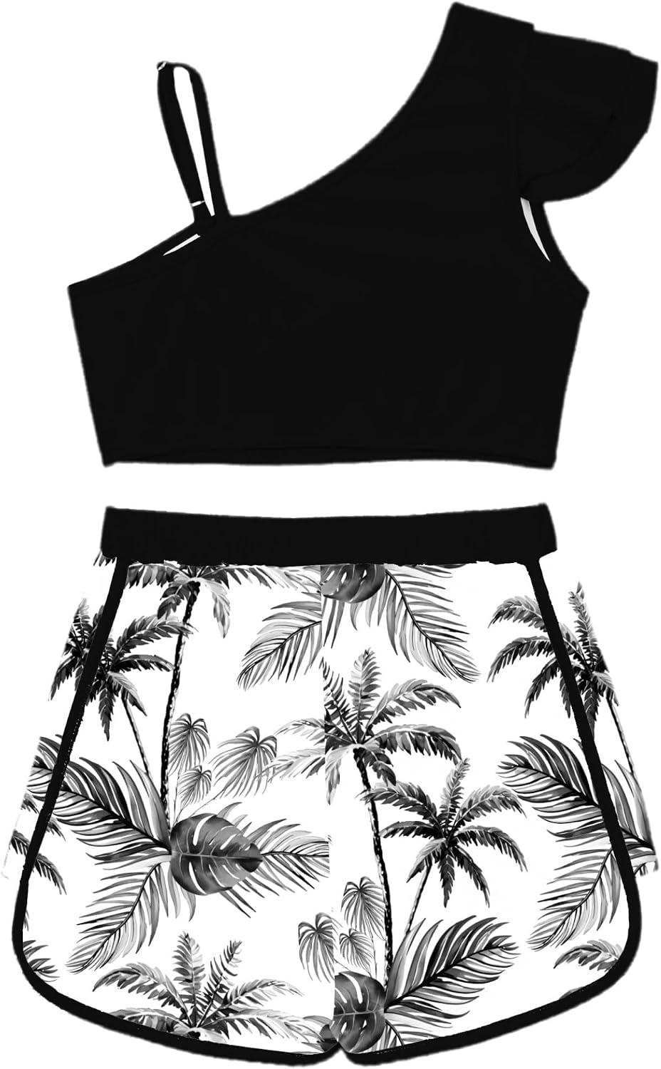 Sxiwei Girls Two Piece Boyshort Swimsuit Tankini Summer Beach Swimwear Rash Guard Bathing Suit Set