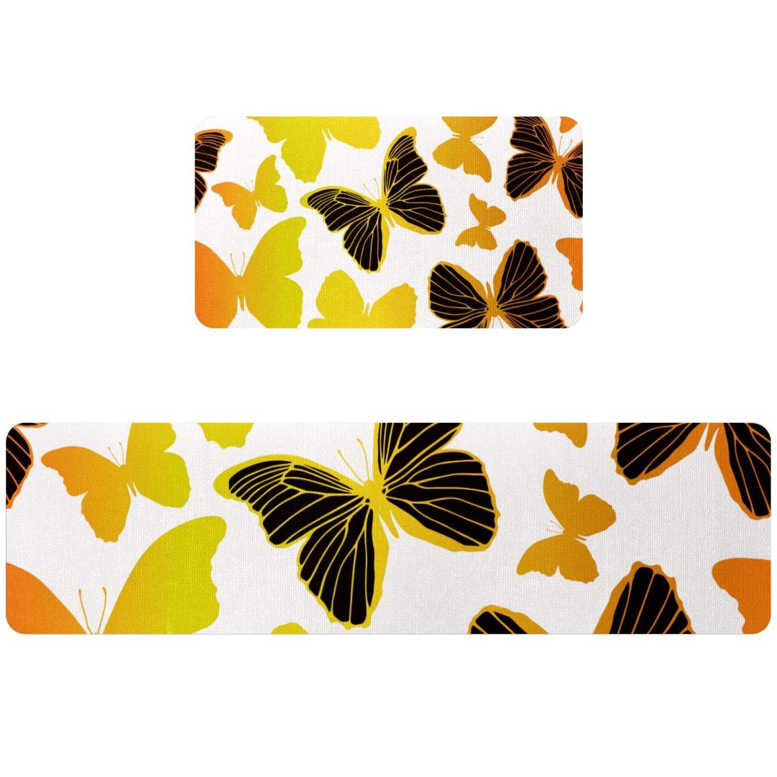 Alfombras de cocina de mariposa negra para lavandería y pasillos modernos