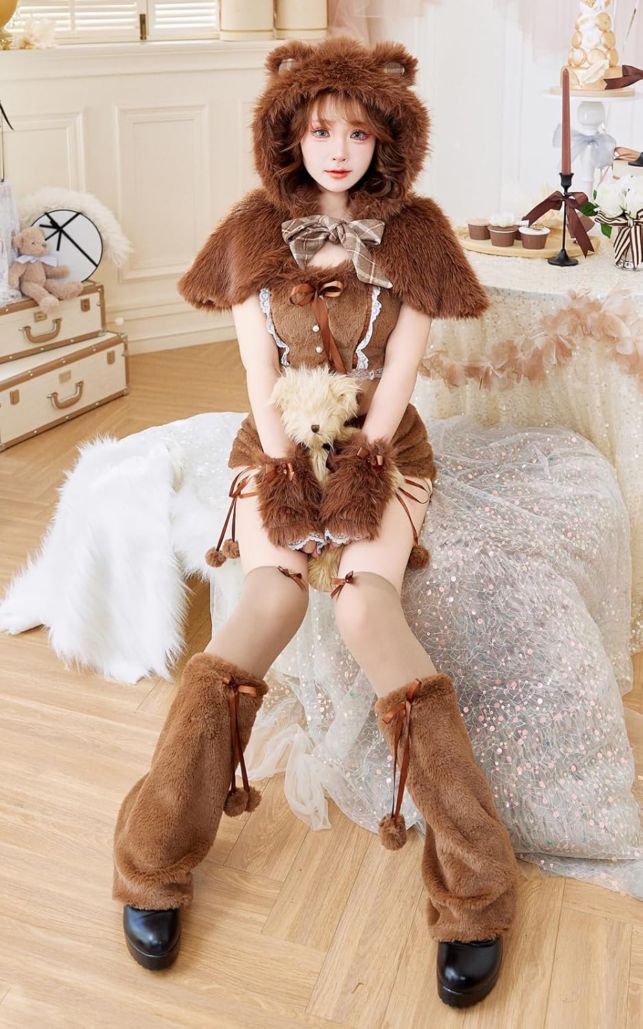 Malymoon] コスプレ アニマル 動物 ベア くま 茶色 もこもこ くま耳