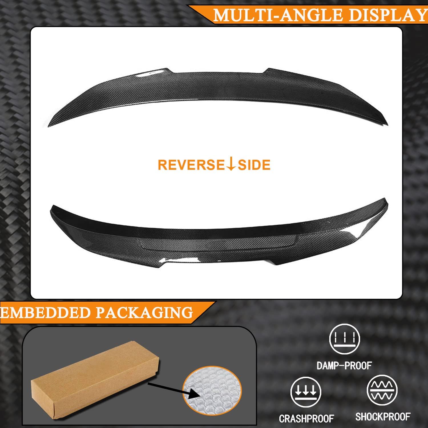 MCARCAR KIT Real Carbon Fiber Trunk Spoiler for BMW 3 Series F30 2013-2018&F80 M3 2014-2018 328i 335i 320i 330i 340i 316i 318i Rear Boot Lid Highkick Spoiler Wing Lip (Carbon Fiber)