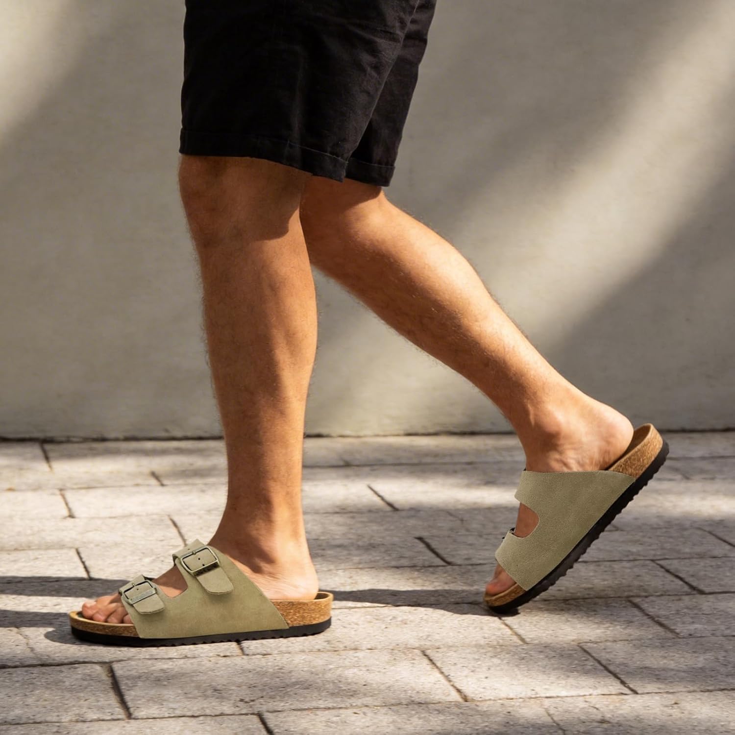 Unisex Two-Buckle Cork Footbed Slide Sandals - Orthotic Arch Support, Non-Slip Sole, All-Day Comfort for Daily Wear, Running Errands, Beach, Pool & Office Casual