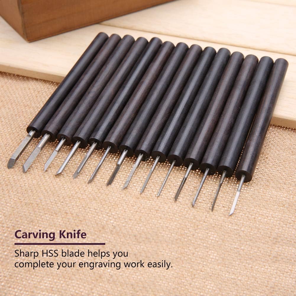 14Pcs Wood Carving Chisel Set Hand Carving Tools for DIY Woodworking Engraving Kit with Knife