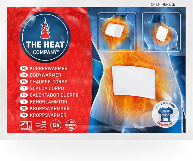 THE HEAT COMPANY Bodywarmer - 10 or 40 Pieces - EXTRA WARM - Adhesive - Warmer for Back and Neck - 12 Hours Pleasant Warmth - Instant Heat - Air Activated - Purely Natural
