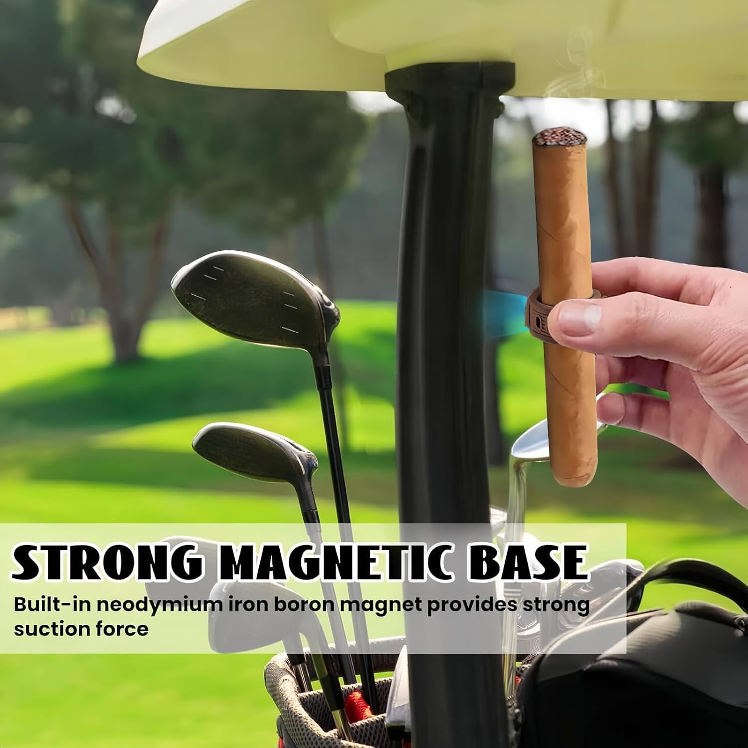 MOYEE Herculean Gorilla Strong Magnetic Cigar Holder - Portable Stogie Clip for Golf Carts & Accessories for Men - Premium Golf Gifts - Perfect for Fishing, Grilling, Camping & Sporting Events (Black+Brown) image 4