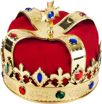 Funny Party Hats Royal king Crown - Regal King Crown - Costume Headwear with Colorful Jewels - One Size