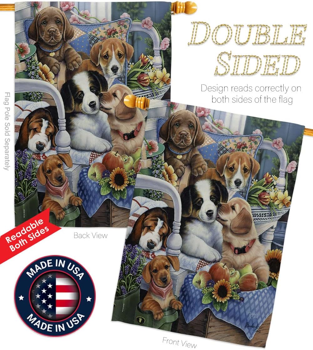 Breeze Decor PT-H-110050-IP Country Pups Everyday Pets Impressions Decorative Vertical House Flag, 28"x 40", Multicolor