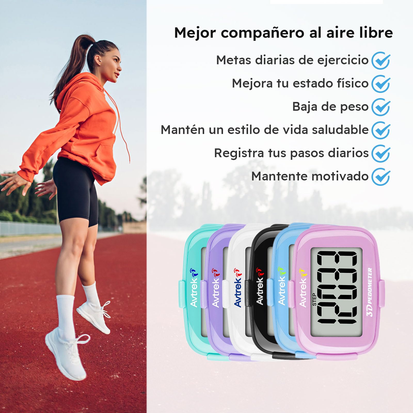 AVTREK Podomètre 3D Mini podomètre sans application sans Bluetooth pour marcher ou courir activités de randonnée en plein air