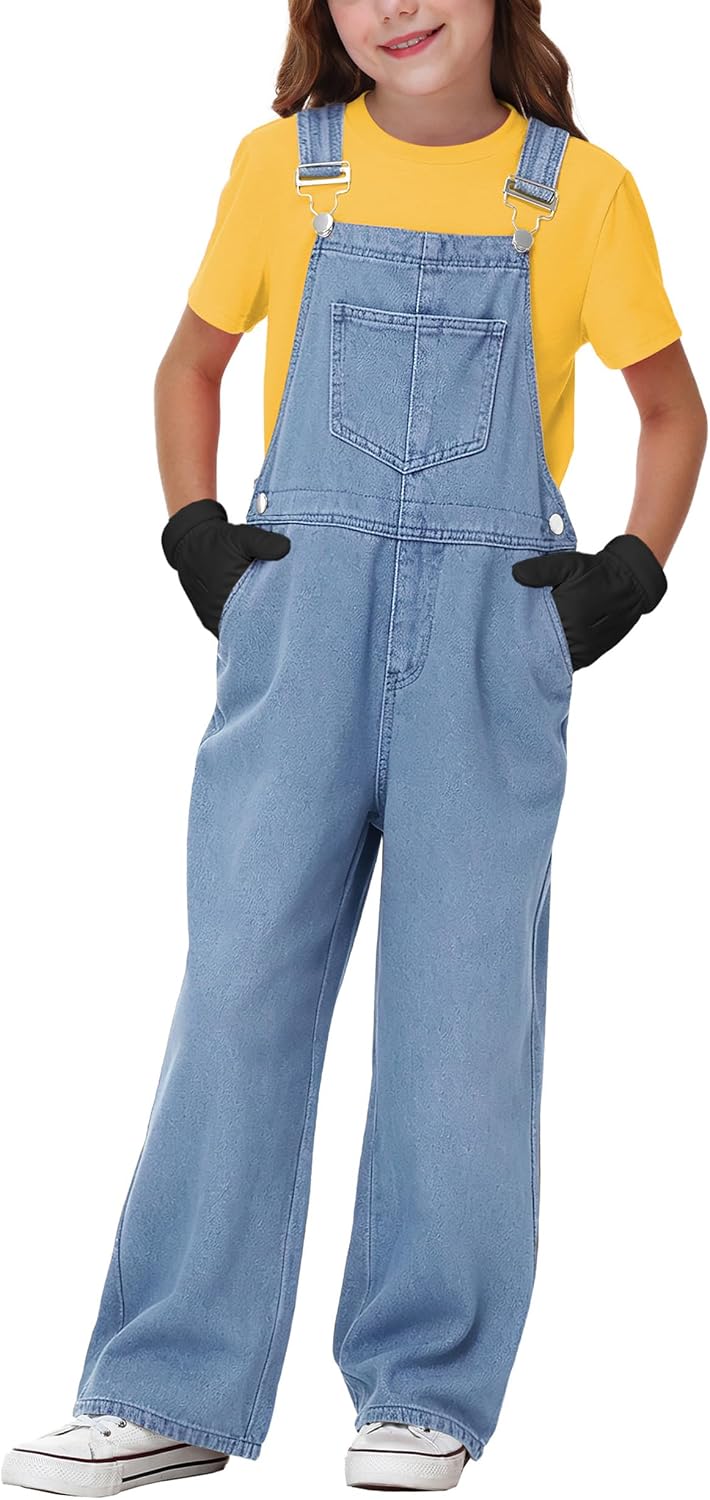 AOBUTE Kids Bib Overalls Boys Adjustable Straps Jumpsuit Durable Work Coverall 5-15 Years