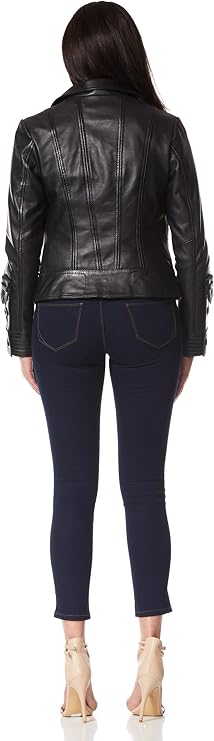 Women's Supermodel Leather Jacket Rock Biker Fashion Real Napa Leather Fashion Jacket 4110