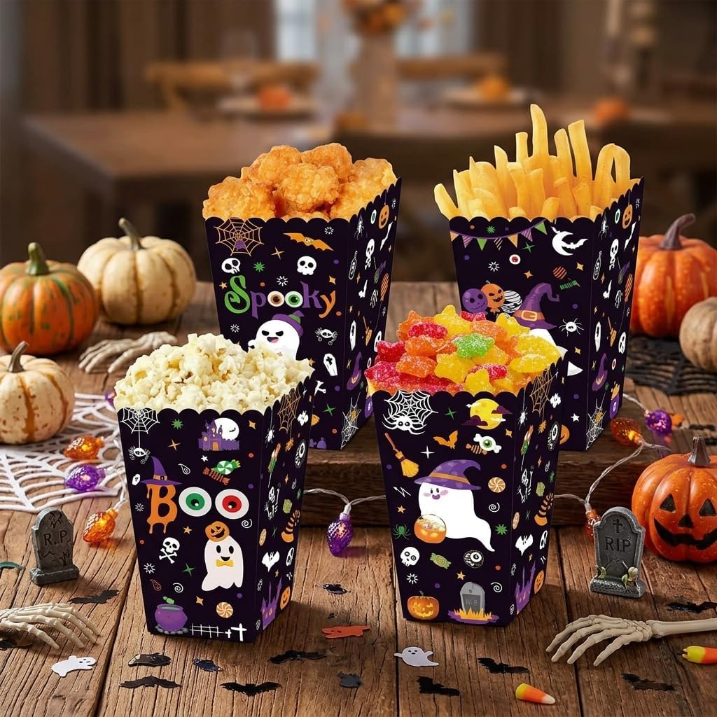 12PCS Halloween Popcorn Boxes A Little Boo Is Due Baby Shower Decorations
