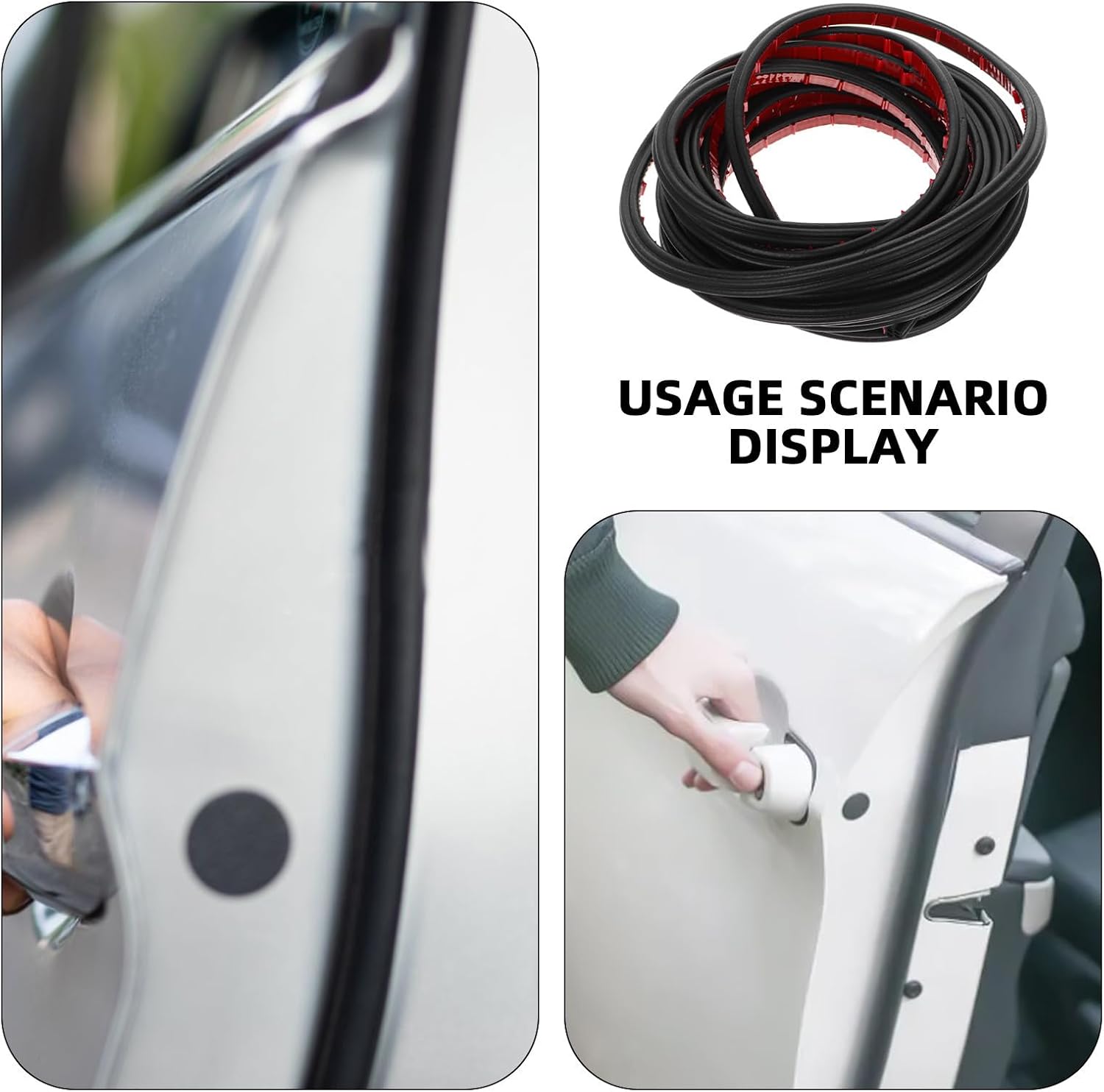 Outanaya Car Door Seal Strip 5 Meter Self-Adhesive Weatherstripping Double-Layer Dustproof Noise Insulation for Universal Vehicle Door Frame Weather Seal