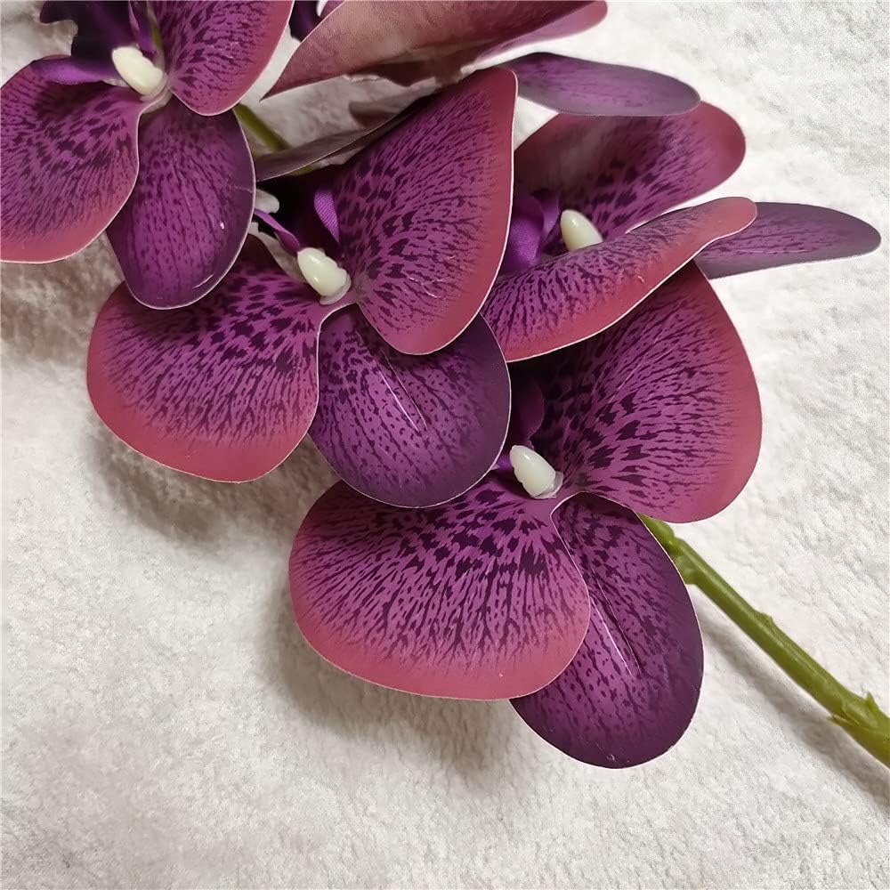 6pcs Artificial Large Butterfly Orchids Plus 3 Leaf Bunches 9 Heads Latex Phalaenopsis Orchid Flower Plant for Wedding Centerpieces Floral Decoration (FF25)