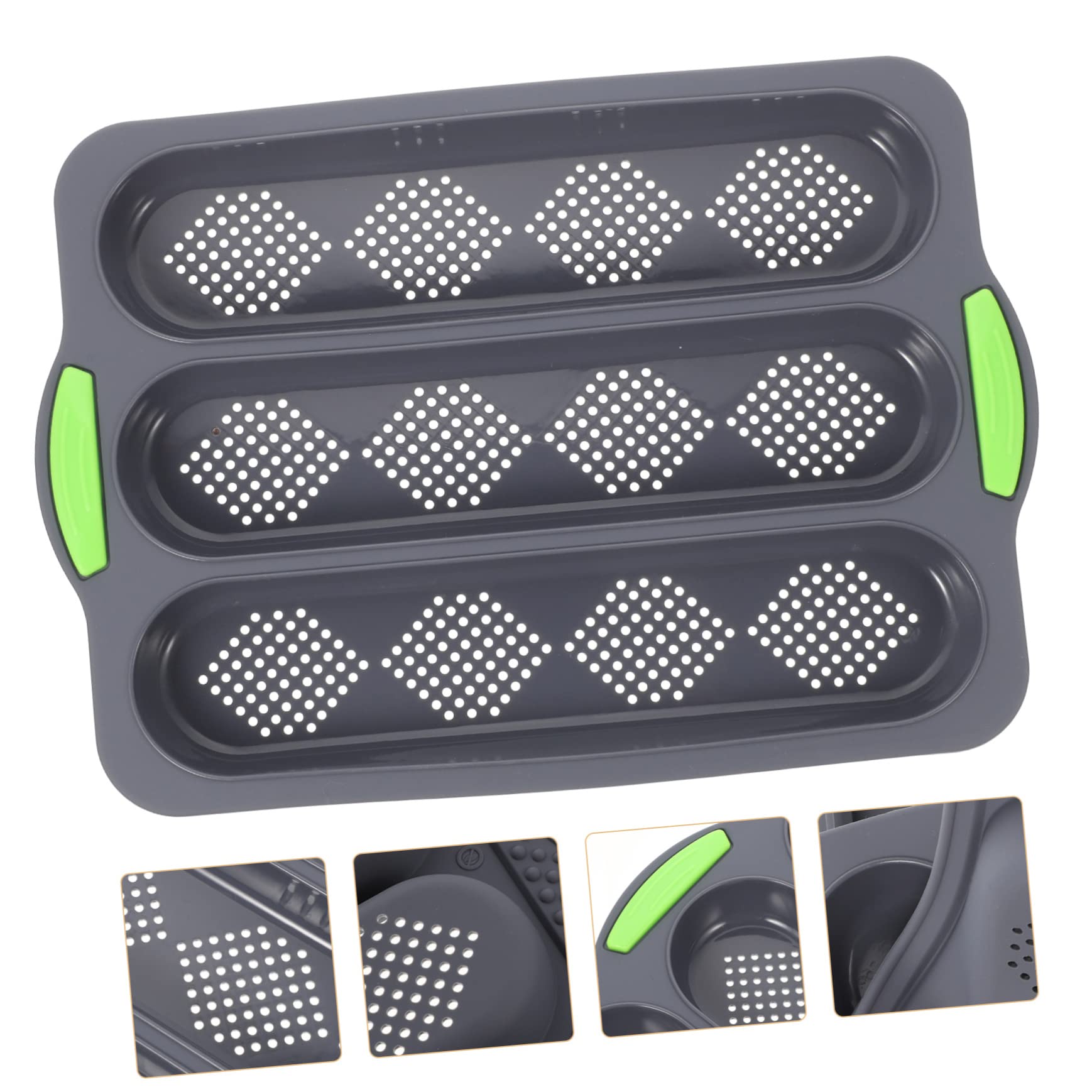 Cabilock Silicone Bread Mold 3-slot French Bread Pan Multi-function Baking Equipment