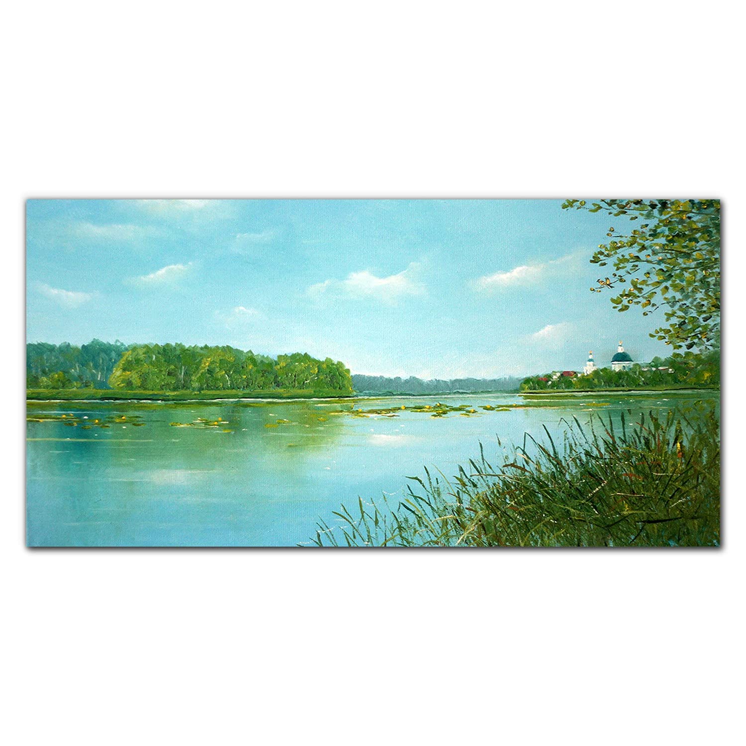 Crédence de cuisine 140x70cm en verre trempé adhésif motif Lac Las Nature