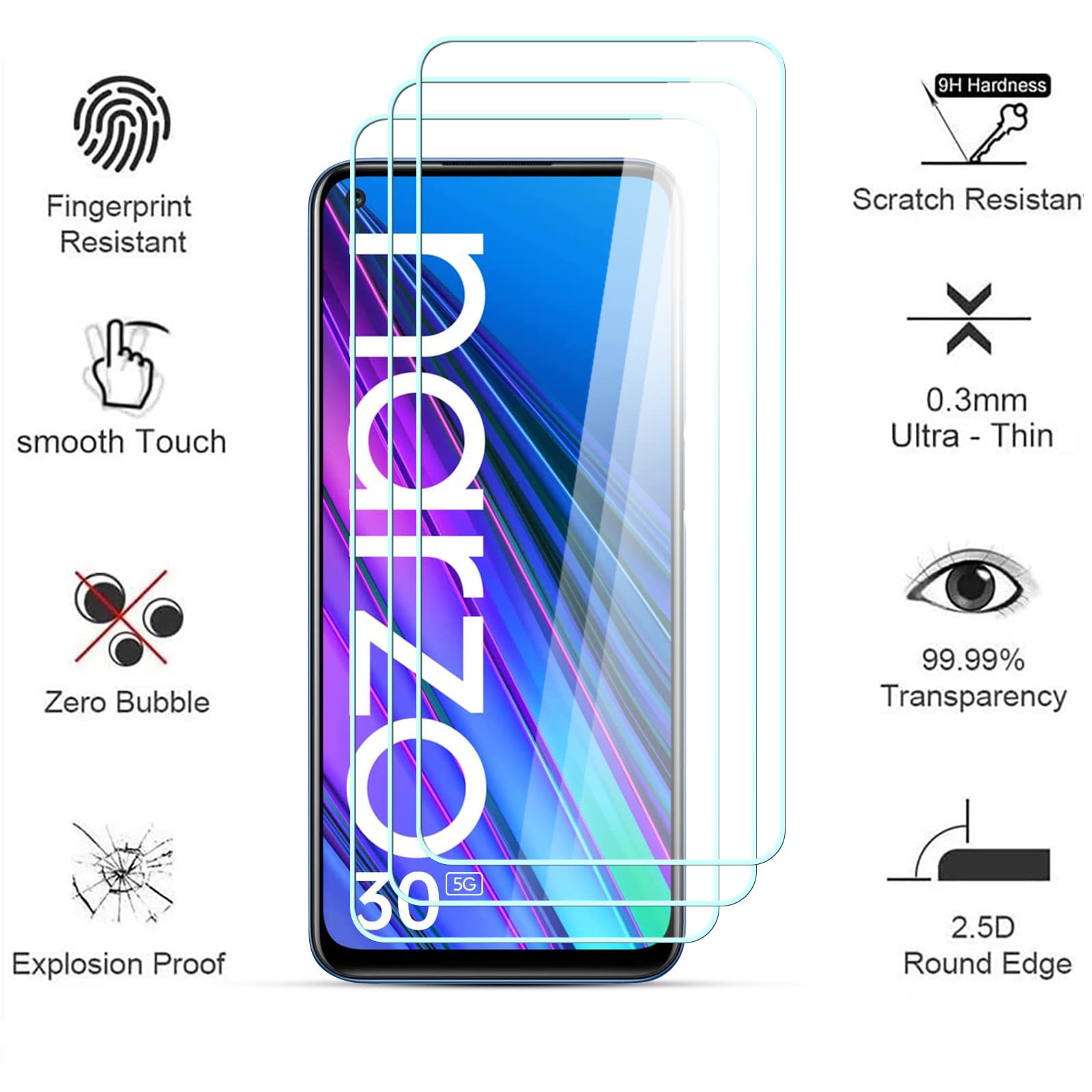 AYSOW Pezzi Pellicola Protettiva Compatibile con REALME 8 PRO