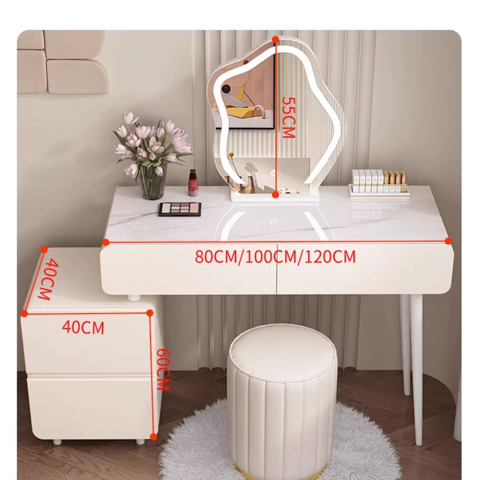 Amazon｜化粧台 ドレッサー 収納 強い通気性 お手入れ簡単 4つの