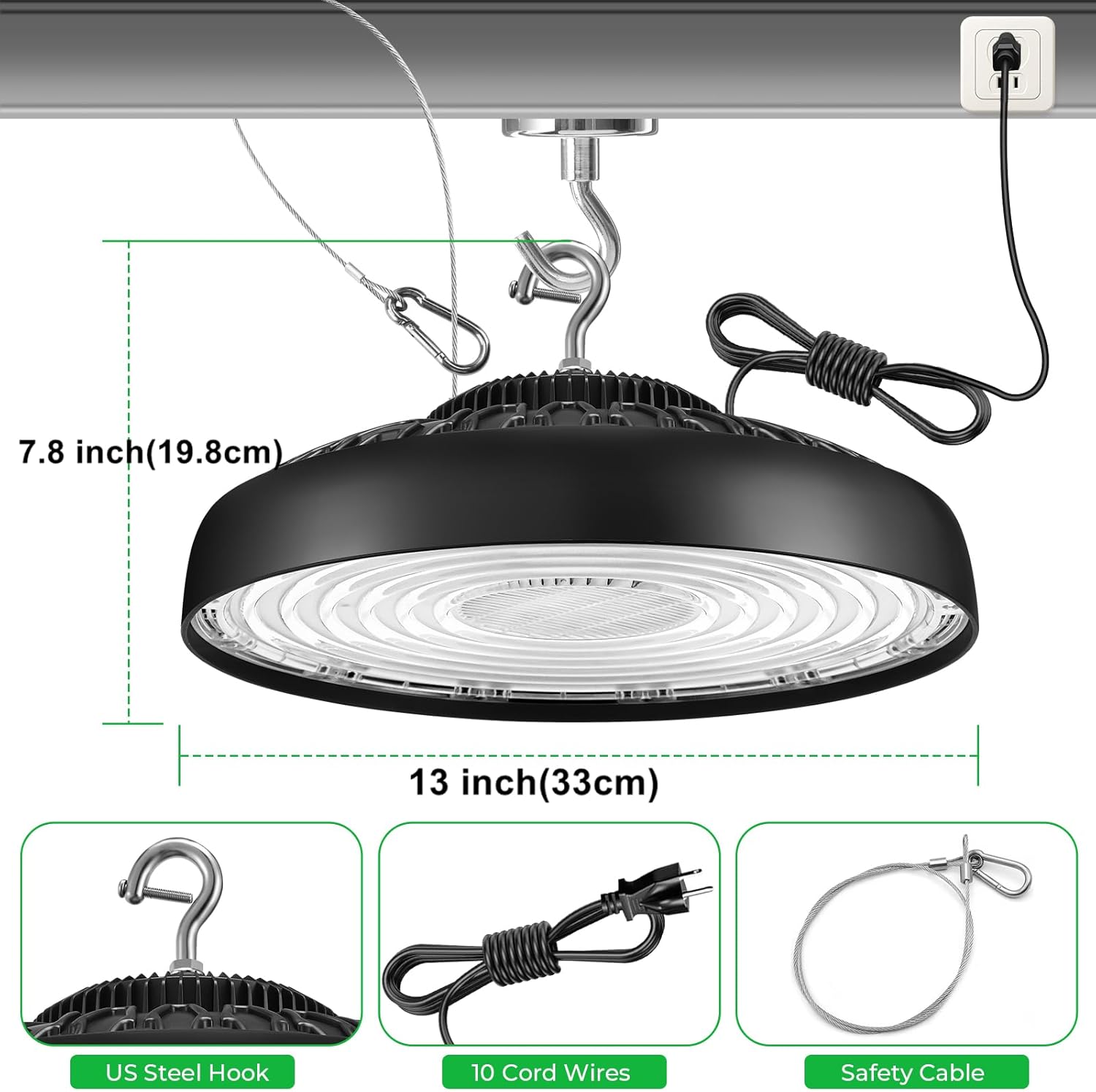 2 Pack 400W UFO LED High Bay Light, 60000LM 5000K Daylight, Replaces 1600W MH/HPS, for Warehouse, Workshop, Gym, Stadium, Industrial & Commercial Lighting Non-dimmable