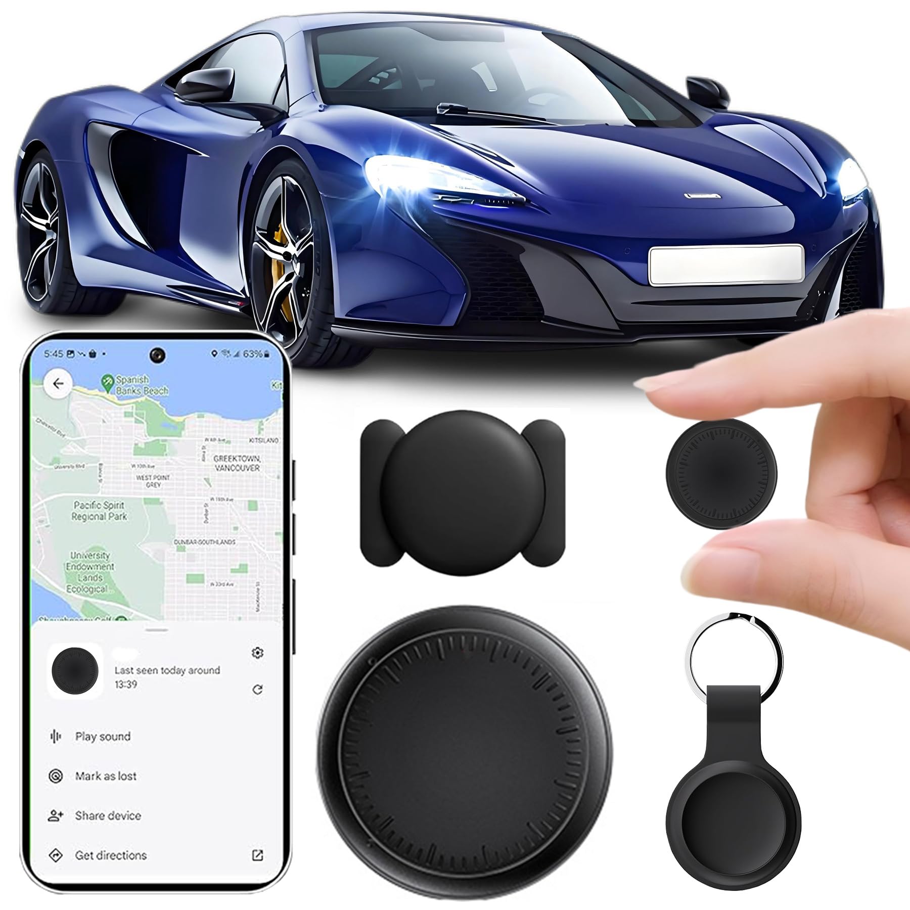 GPS Coche Localizador, Rastreador GPS para Coche, Air Tracker Android vehículos Smart Tracker Magnet Finder Compatible con Google Find Hub sin suscripción mensual