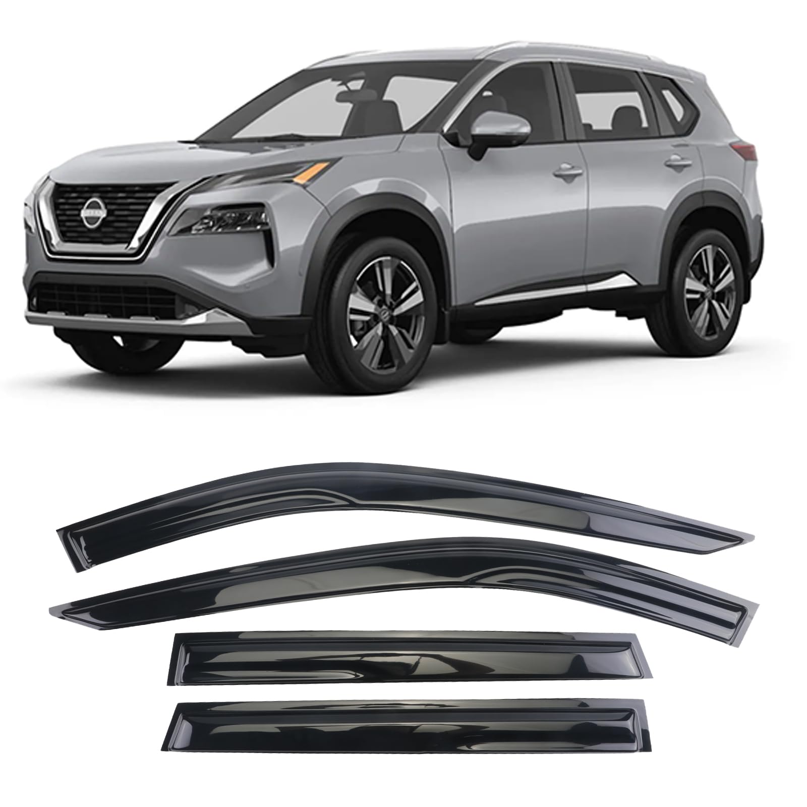 Photo 1 of S SONLEE Smoke Black Outside Mount Window Visor Deflectors Rain Guards Compatible with 2020-2023 Nissan Rogue