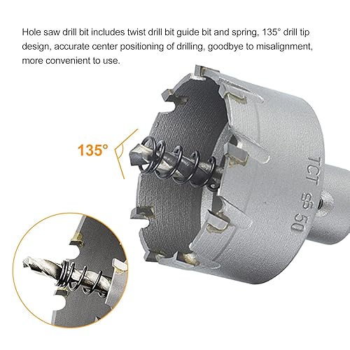 Miniatura 5 de Wexecon Juego de sierra de carburo de 2 piezas de 0.91 pulgadas  0.906 in para cortador de agujeros de metal con broca piloto para hojas de acero