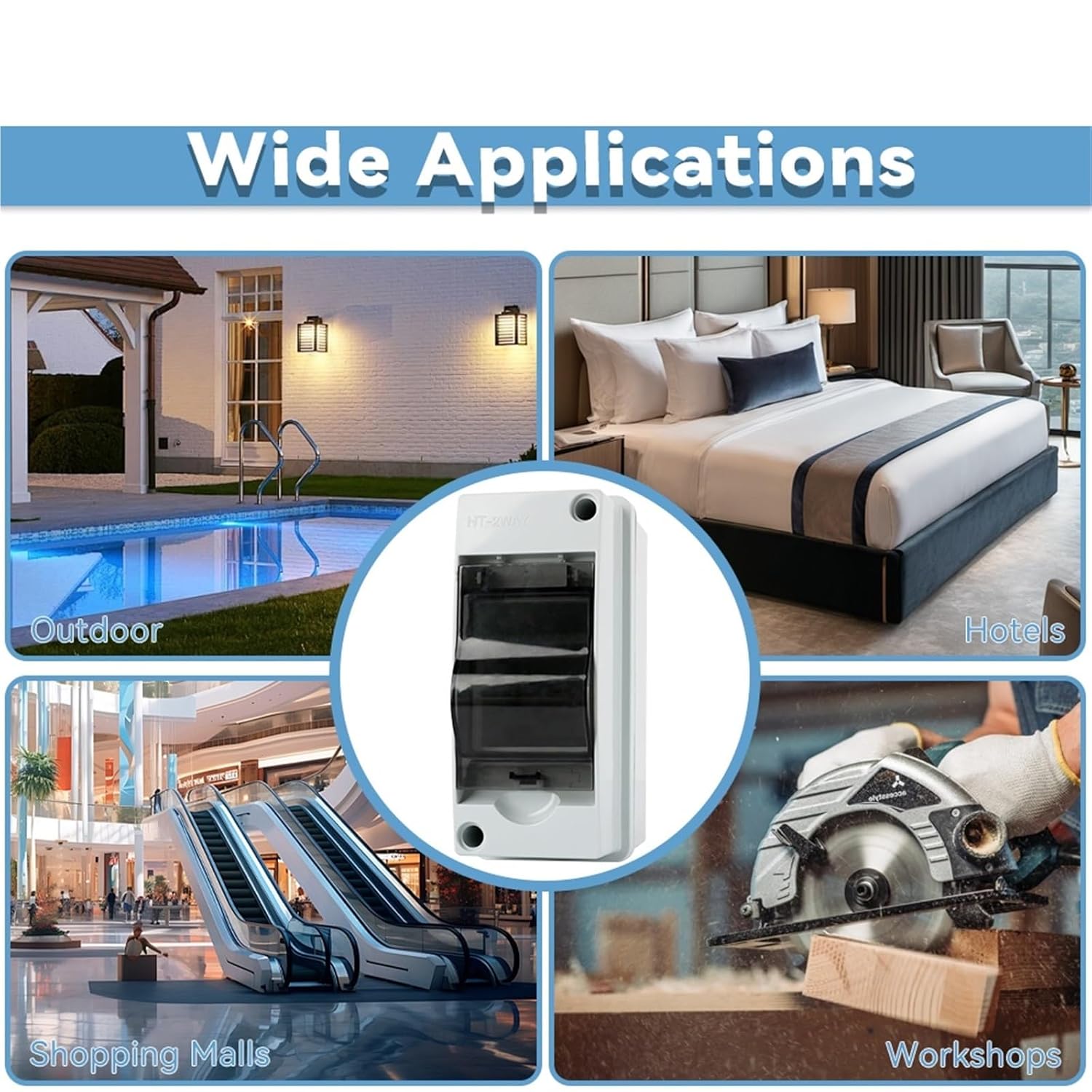 1/2pcs Distribution Protection Box, Fuse Box, Small Distribution Box 2 modules, Circuit Breaker, Surface-Mounted Distribut(2pcs)