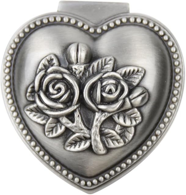 Belons Rose Carved Heart Shaped Jewellery Box Zinc Alloy Jewelery Storage Case Trinket Box for Women Girls Children