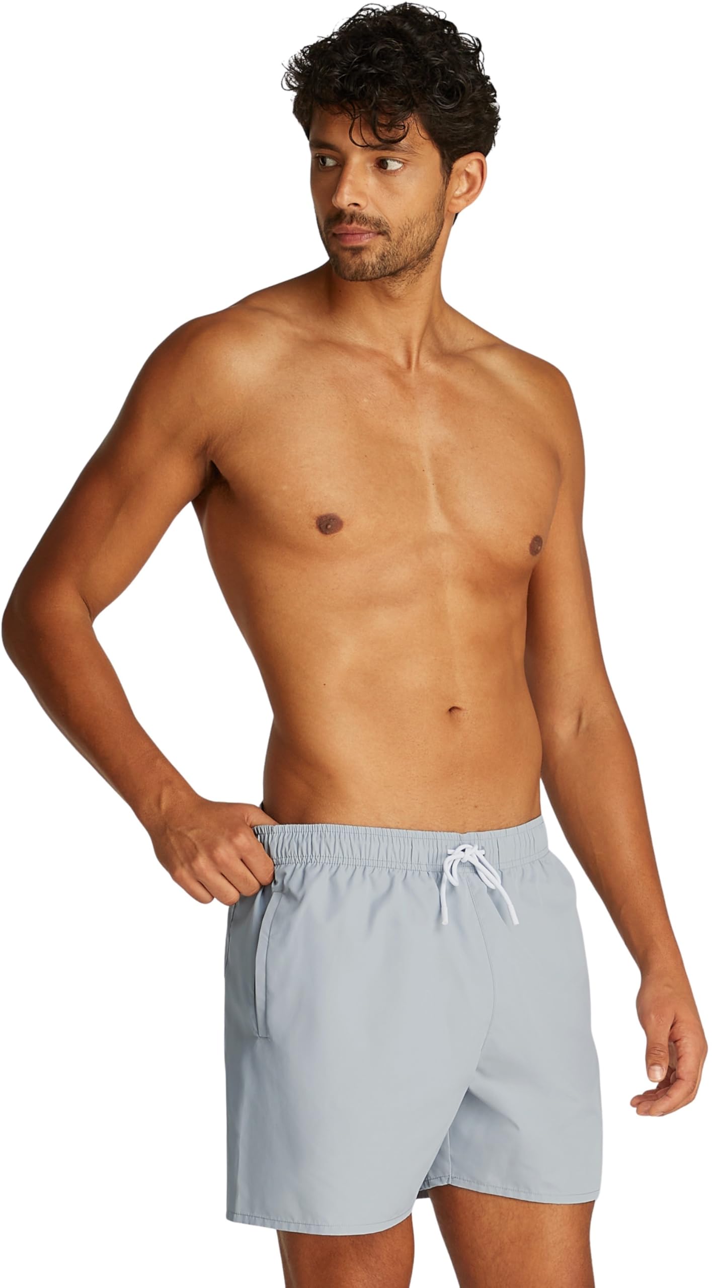 Calvin Klein Men’s Medium Drawstring Swim Shorts with Logo, Grey (Quarry), 6XL