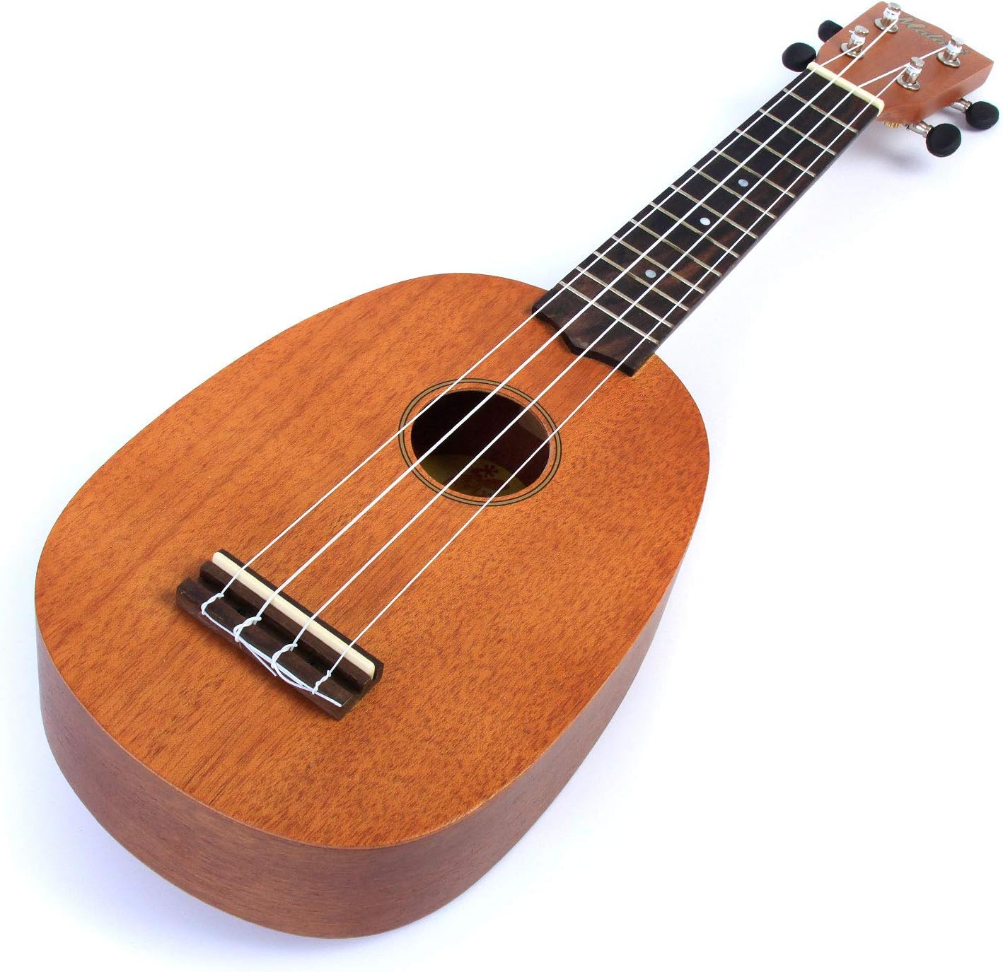 Malani Pineapple Ukulele: Mahogany Soprano Ukelele Uke in Natural Mahogany plus 150+ downloadable pages of Uke Songs, Chords, String Stretching Video etc.