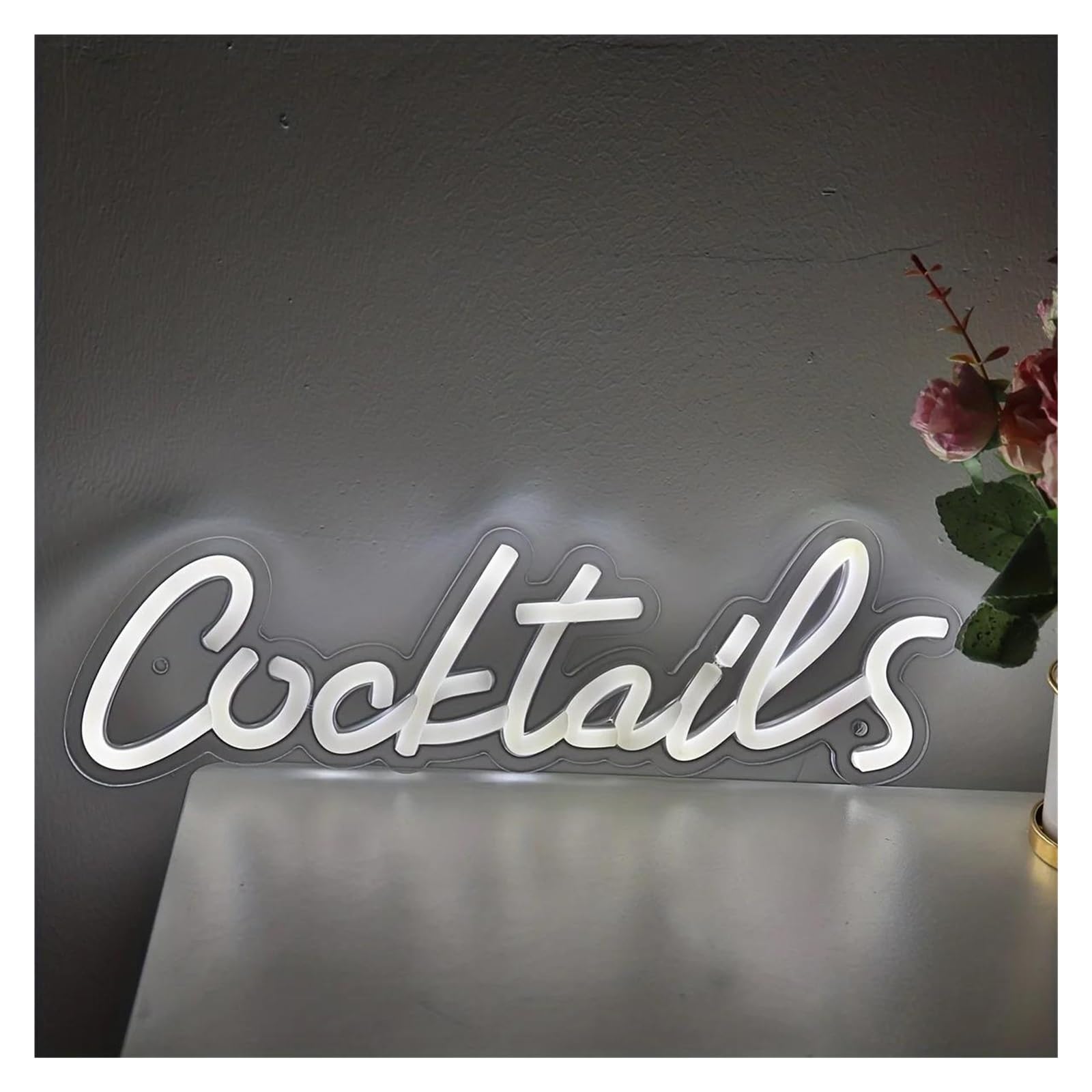 Shouxi One Color Sign Lamp Cocktails Wall Neon Sign Light Dimmable Usb Powered For Pub Club Birthday Party Business Wall Decor 31.3Cmx9.8cm