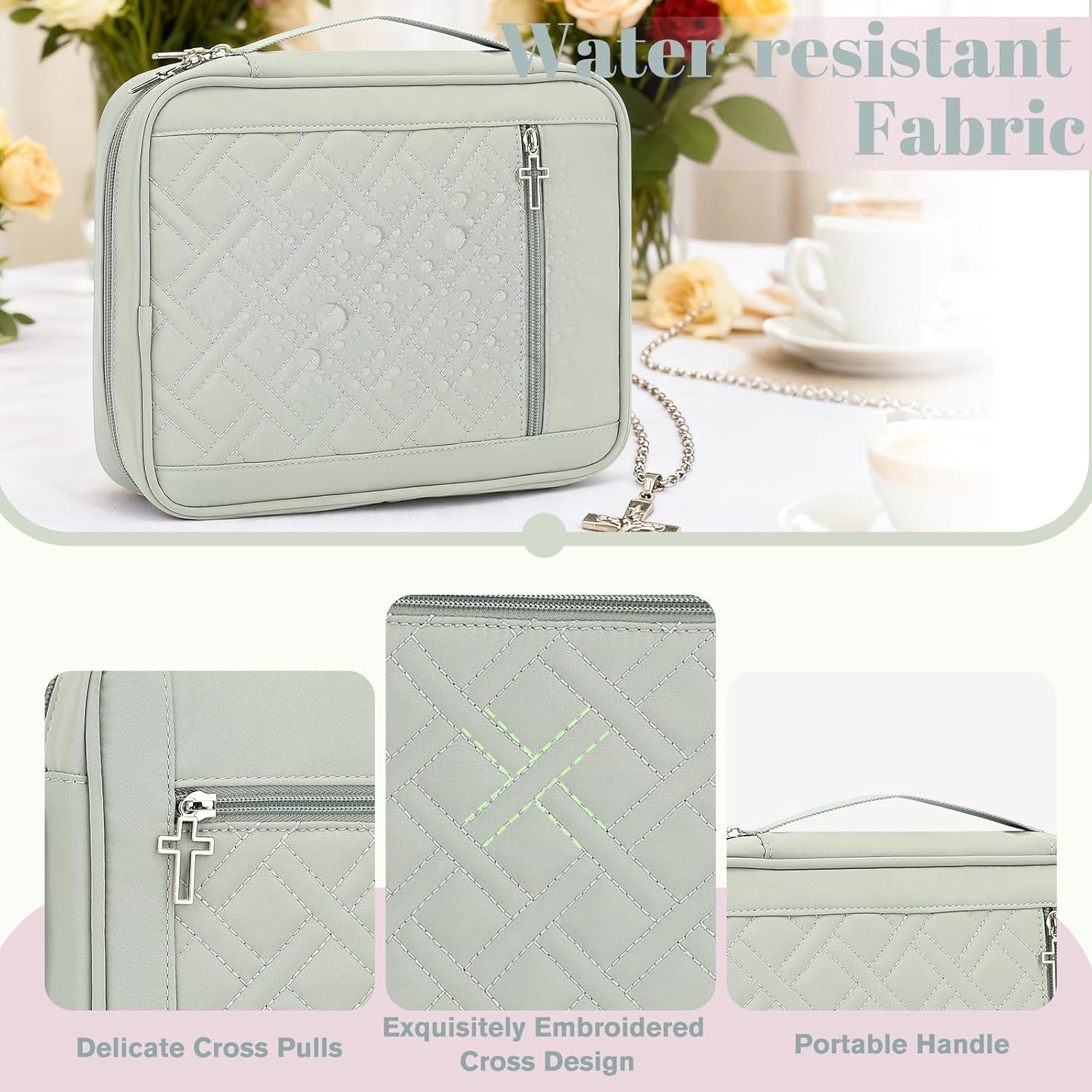 Bible Cover Case for Women, Large Bible Bag Quilted Bible Carrying Case for Girls, Christian Gifts for Women - Image 5