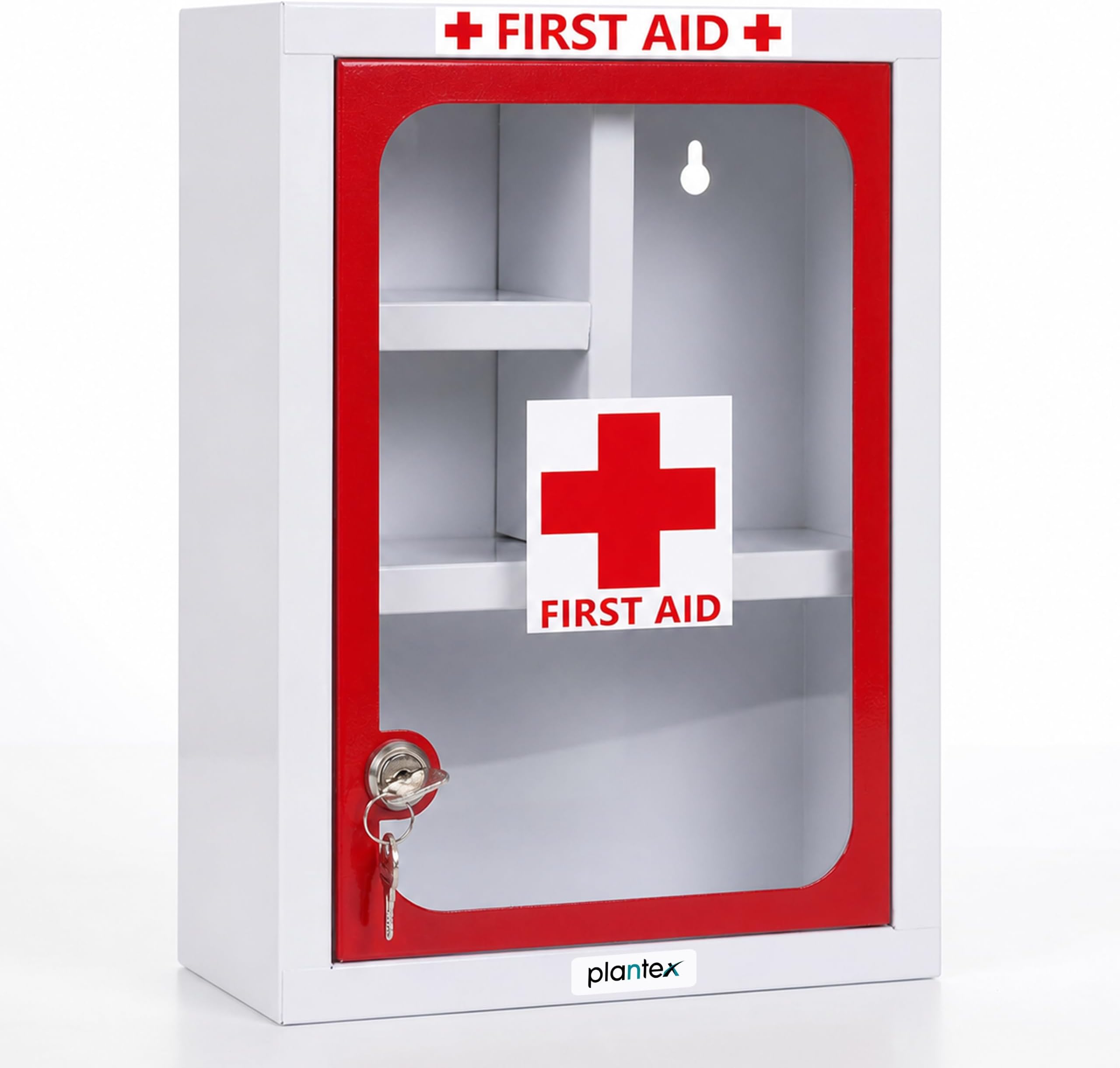 Plantex First Aid Box/Medicine Storage Box/Emergency First Aid Kit Box/Medical Box for Home, School & Office/Medicine Organizer with Multi Compartment - (Red & White) – Big Size Wall Mount – GI Steel