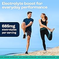 Vista 5 de KEY NUTRIENTS Tabletas de electrolitos, 200 cápsulas, sal para deshidratación, electrolitos en ayunas, píldoras de sal con electrolitos, sin azúcar