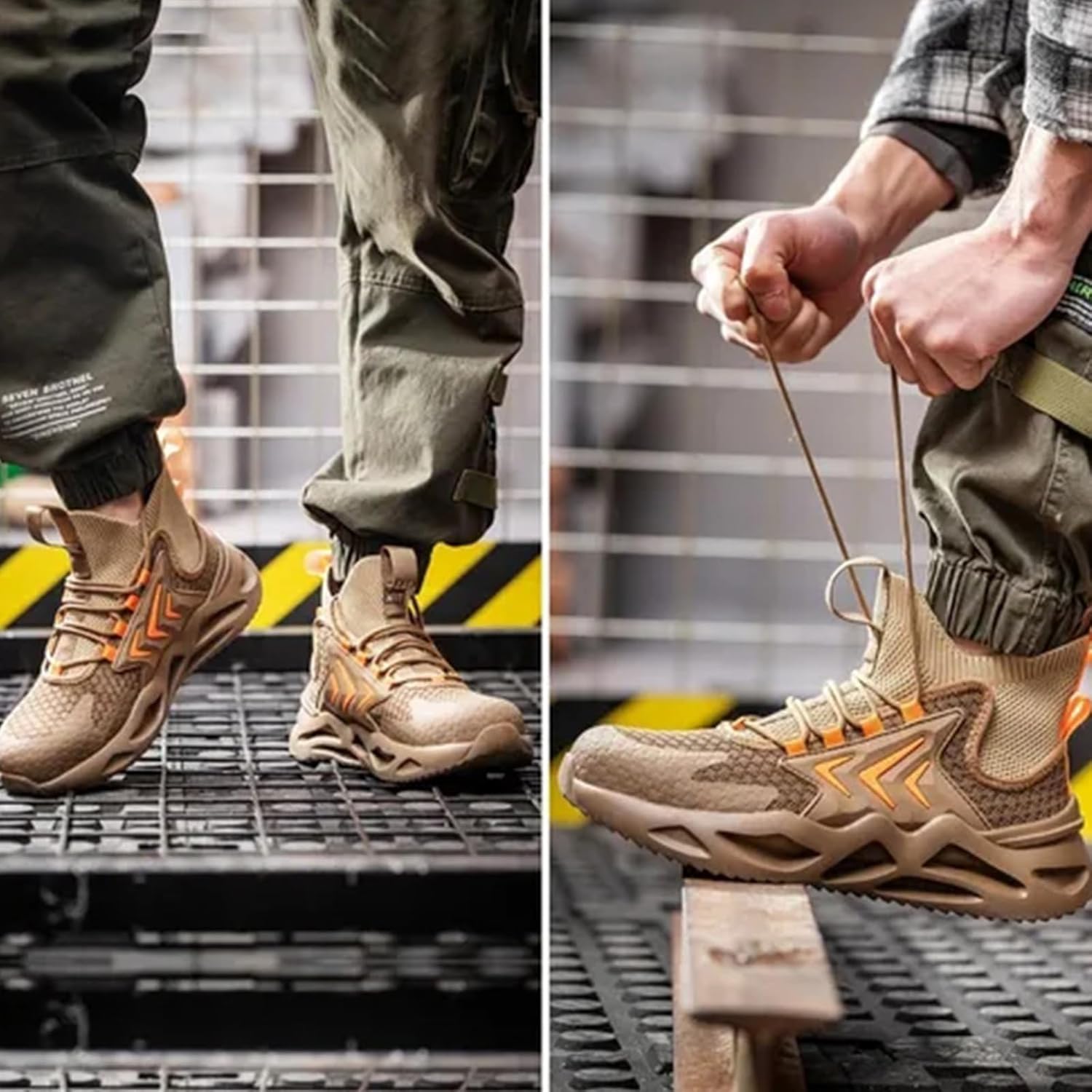 [Geavonyg] 不滅の作業靴軽量滑りにくい産業建設スニーカーブーツ鋼つま先ブーツ鋼つま先スニーカー女性のための男性