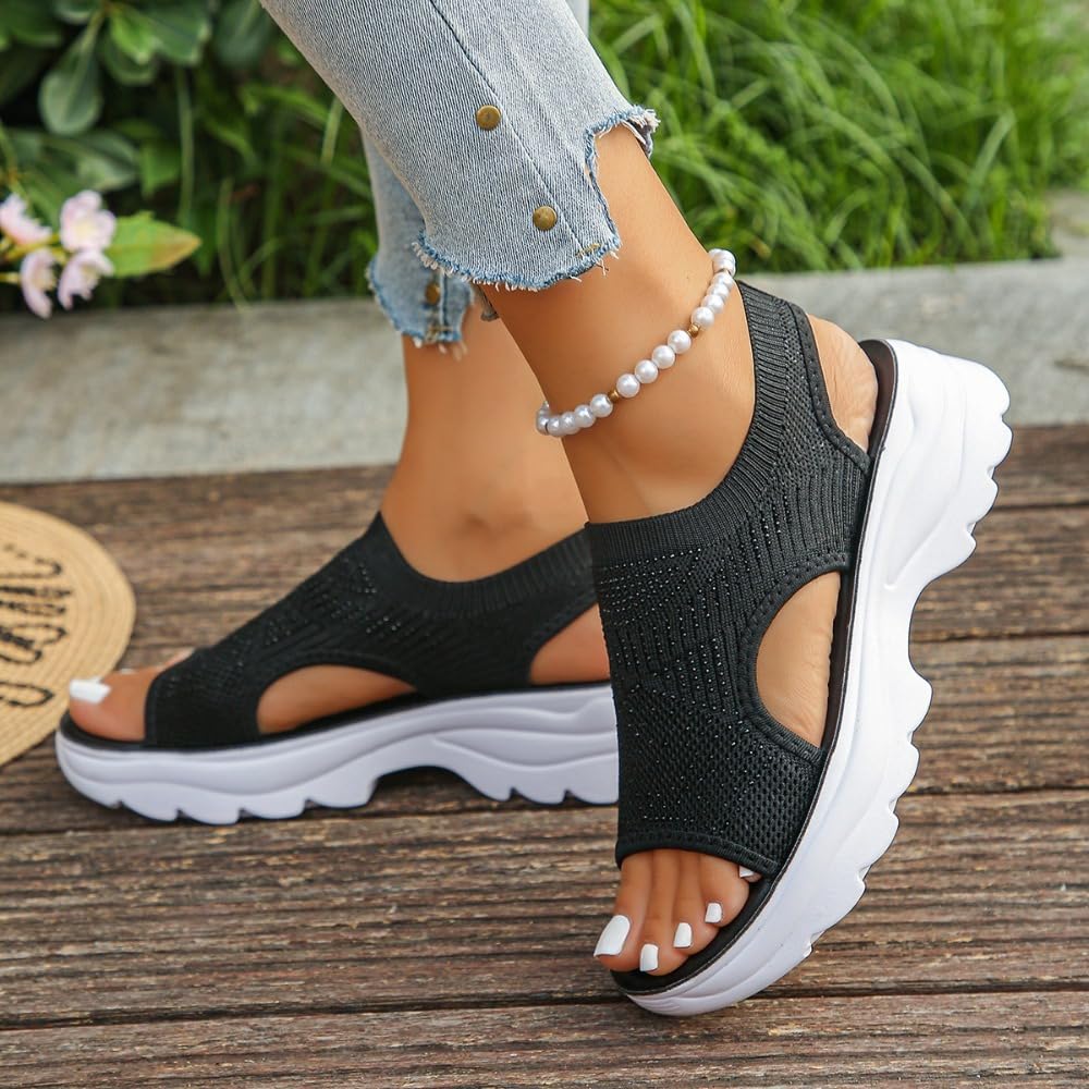 Sandalias ortopédicas para mujer, zapatos de playa para mujer, Black, 40 EU