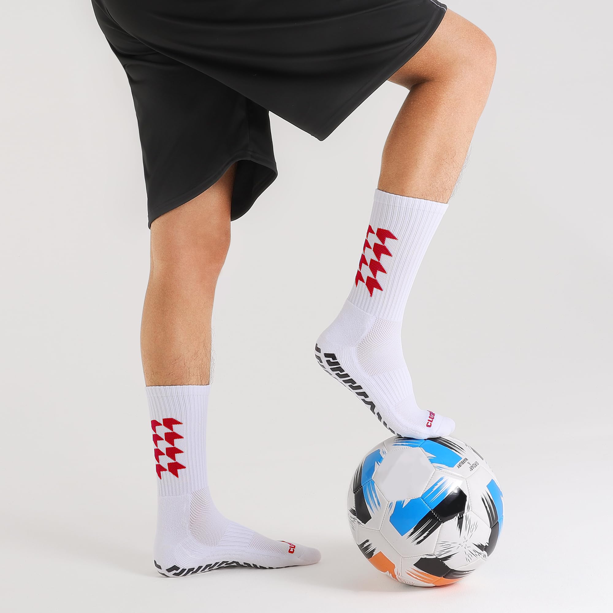 Closemate Calzini Antiscivolo Calcio Uomo Donna 3 Paia Calze Sportive Traspiranti Calze Grip Calcio Addensare Calzini per Calcio Pallacanestro Yoga Trekking Nero Blu